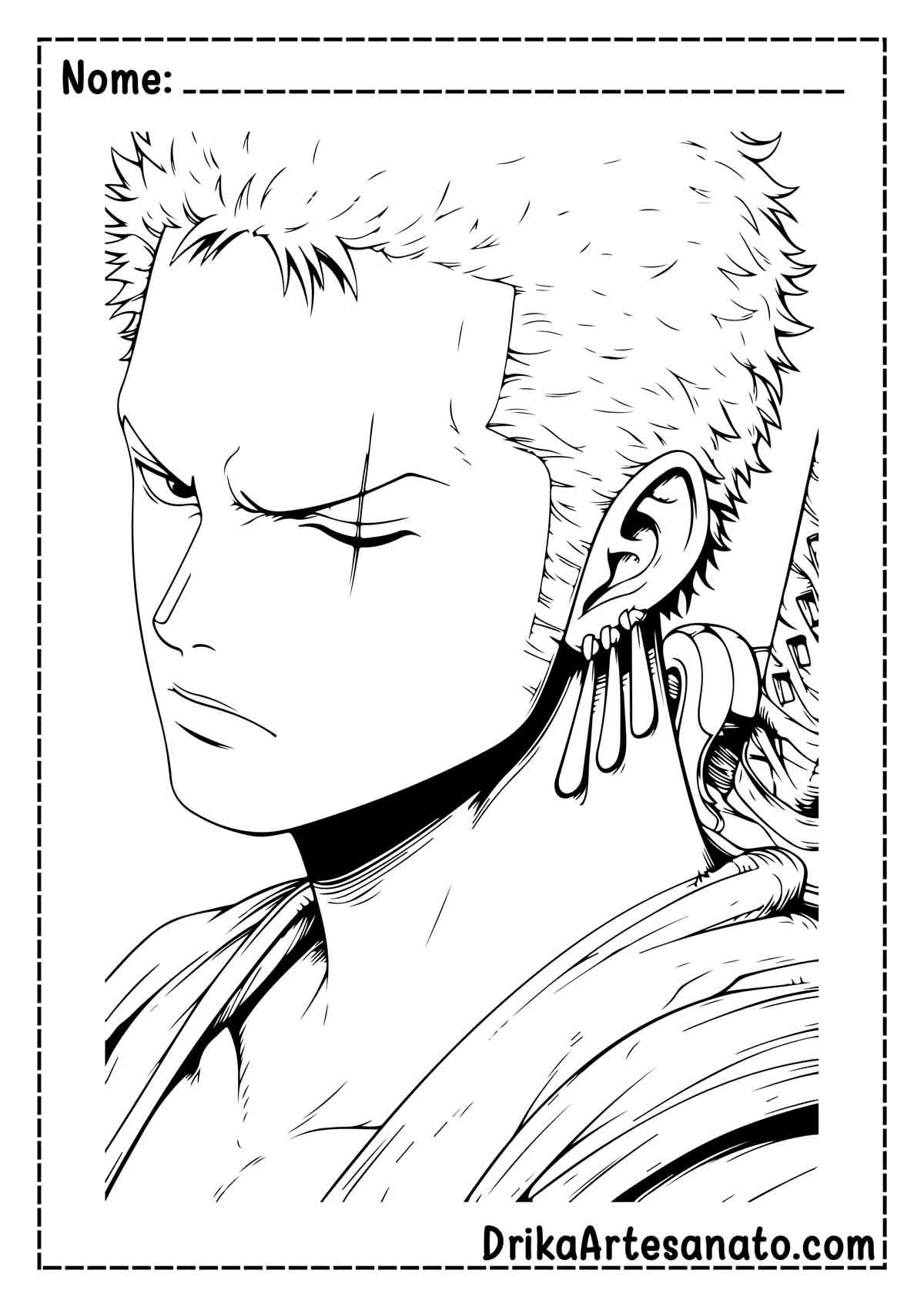 Desenho do Zoro de One Piece para Colorir