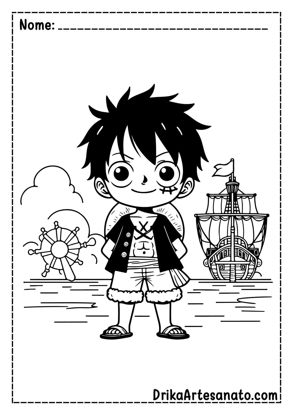 Desenho do Luffy para Pintar e Imprimir