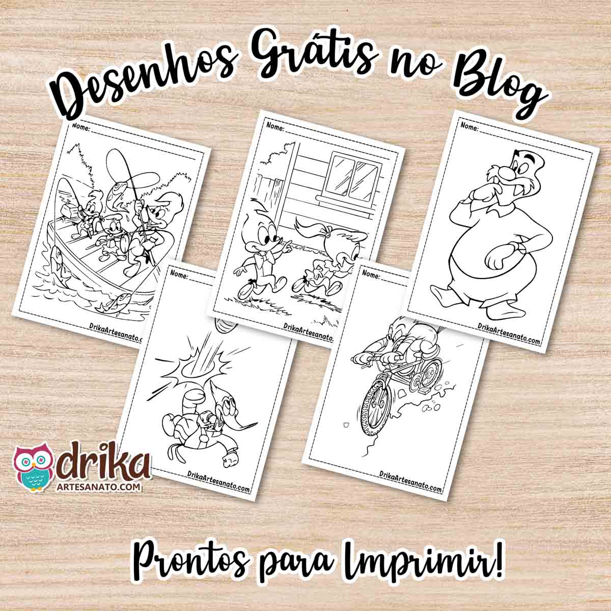 Desenhos do Pica-pau para Colorir Grátis em PDF