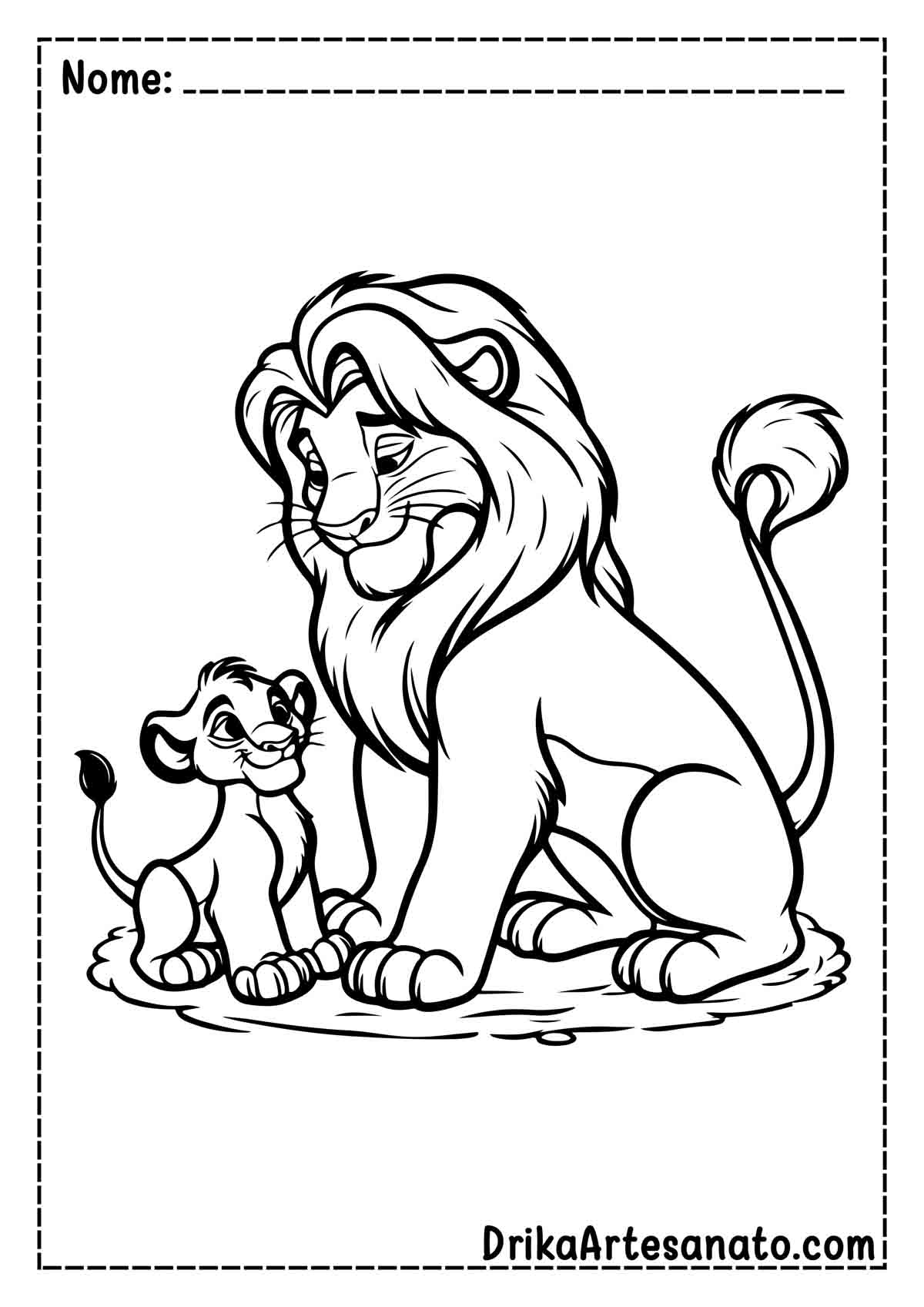 Desenho do Rei Leão Infantil para Colorir