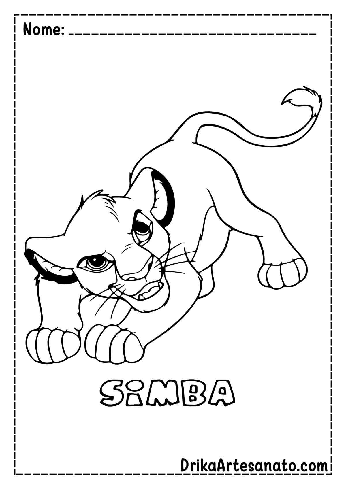 Desenho do Rei Leão para Imprimir e Colorir