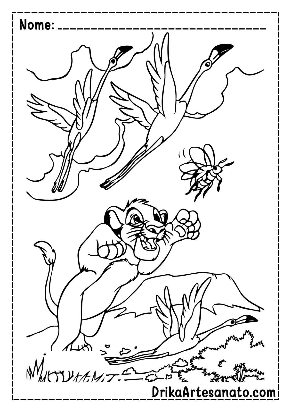 Desenho do Rei Leão Infantil para Imprimir e Colorir