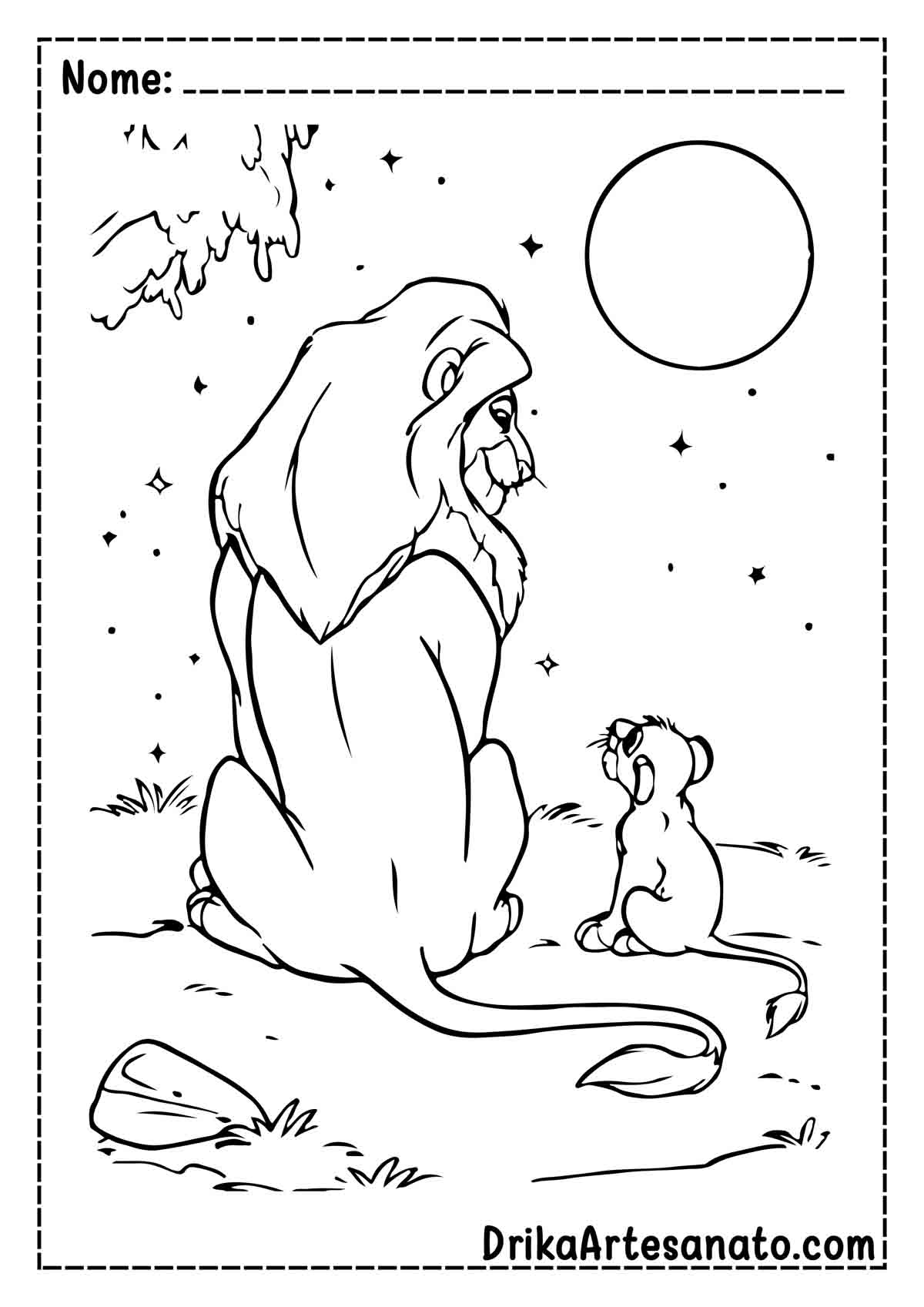Desenho do Rei Leão Fácil para Imprimir