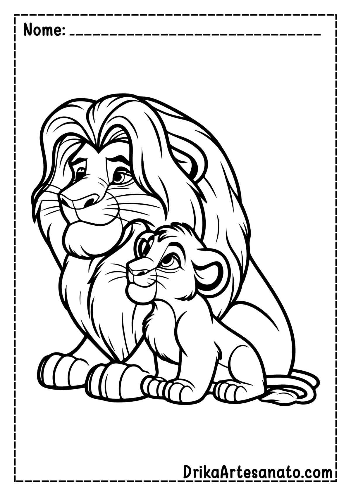 Desenho do Rei Leão para Imprimir e Pintar