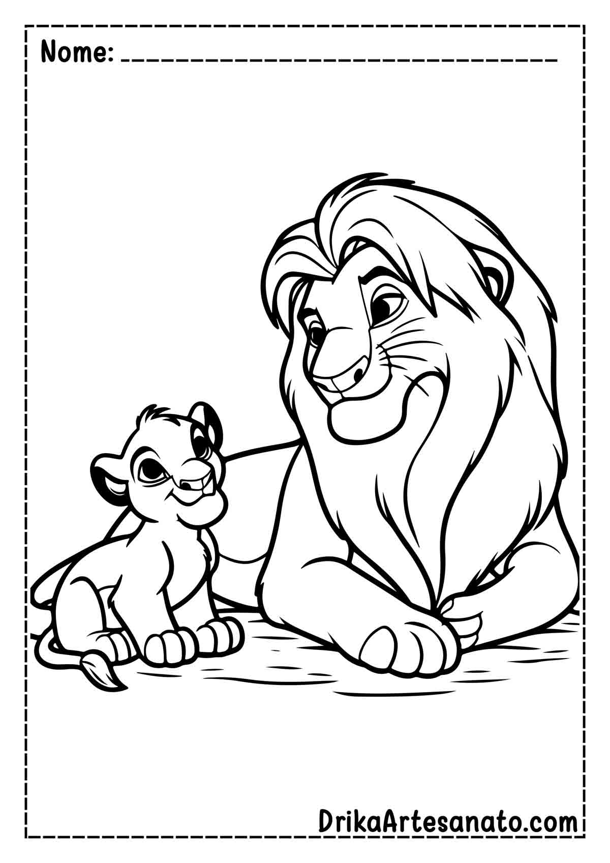 Desenho do Rei Leão Fácil para Colorir