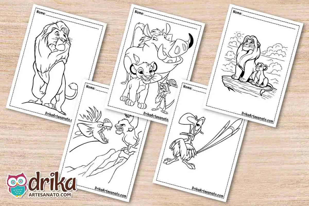 50 Desenhos do Rei Leão para Colorir Grátis em PDF