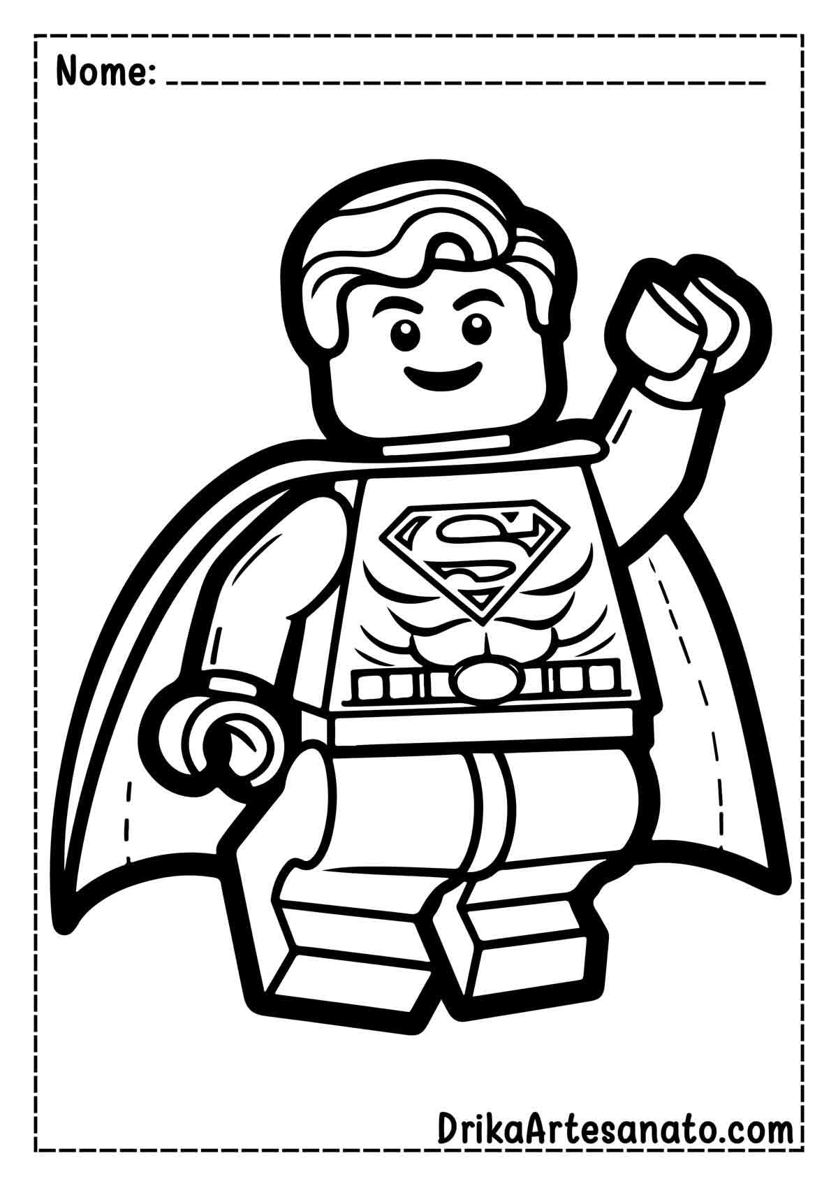 Desenho do Super Homem Lego para Pintar e Imprimir