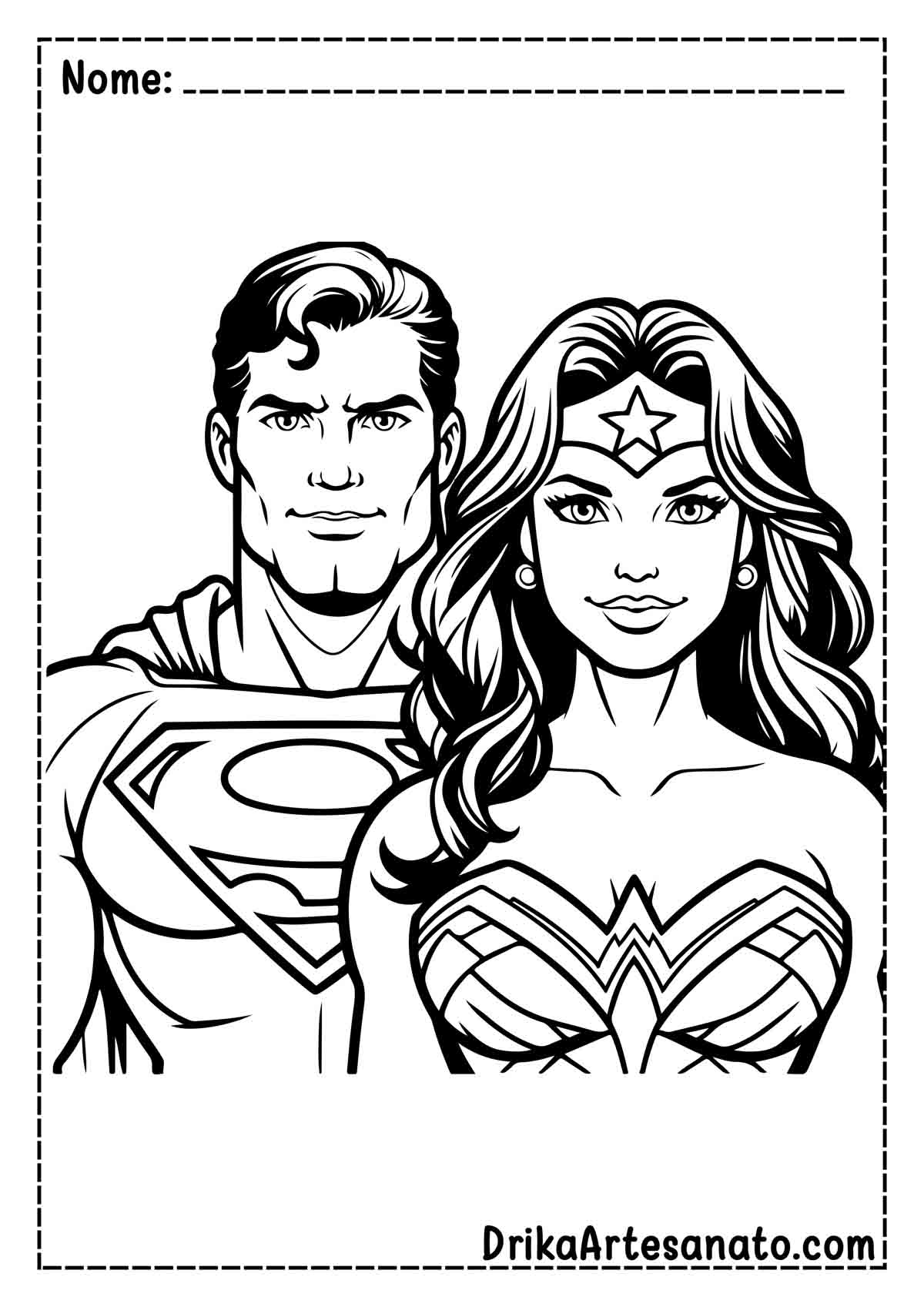 Desenho do Superman e Mulher Maravilha para Colorir