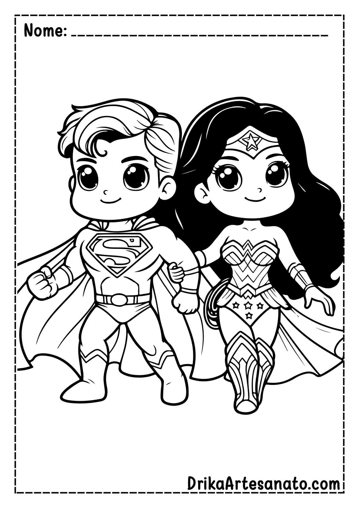 Desenho do Superman e Mulher Maravilha para Imprimir