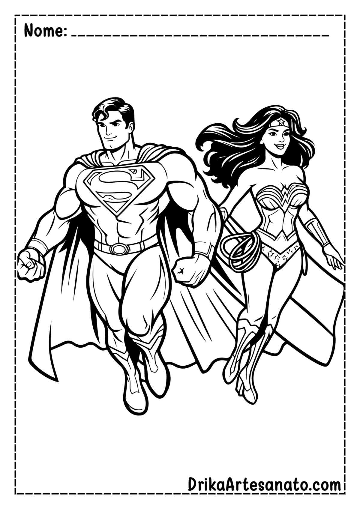 Desenho do Super Homem e Mulher Maravilha para Imprimir