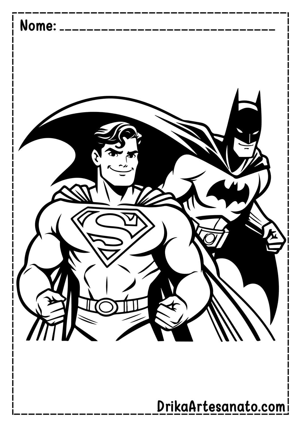 Desenho do Superman e Batman para Colorir