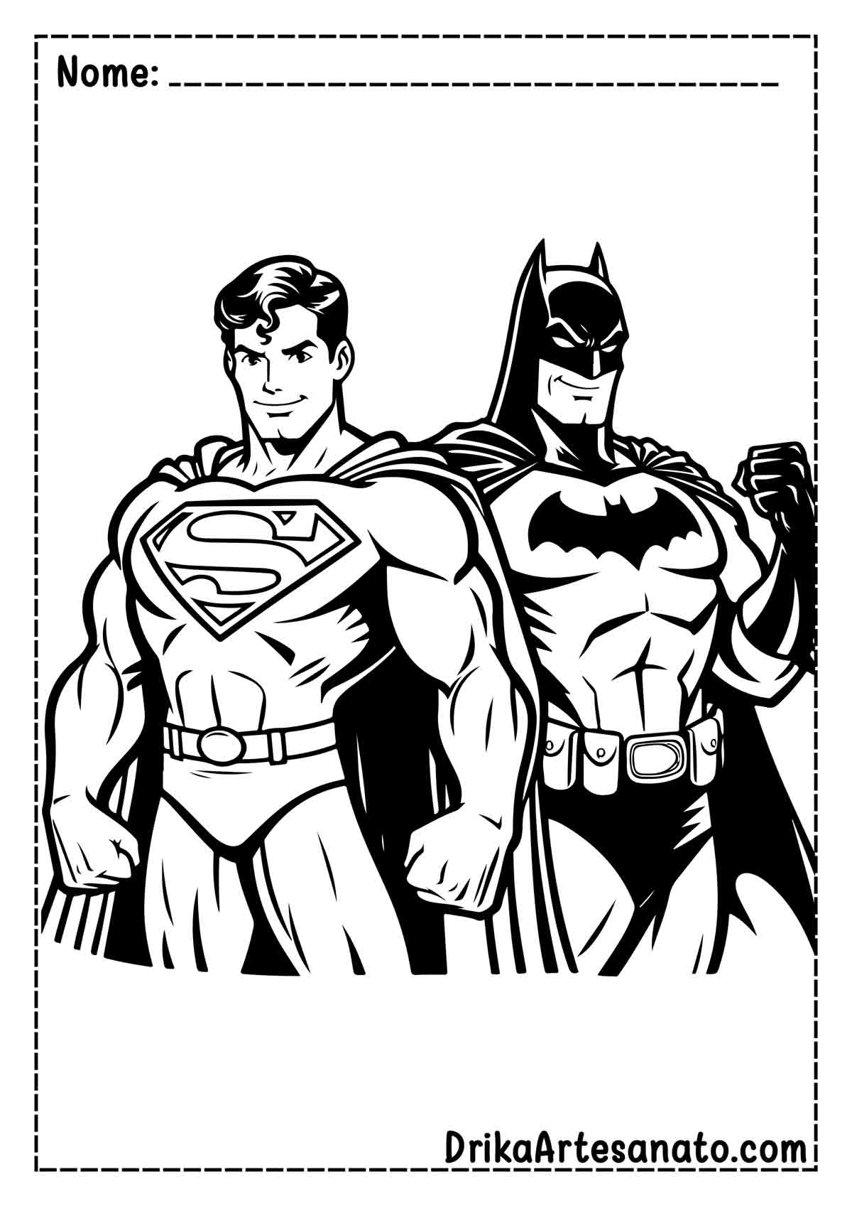 Desenho do Super Homem e Batman para Colorir