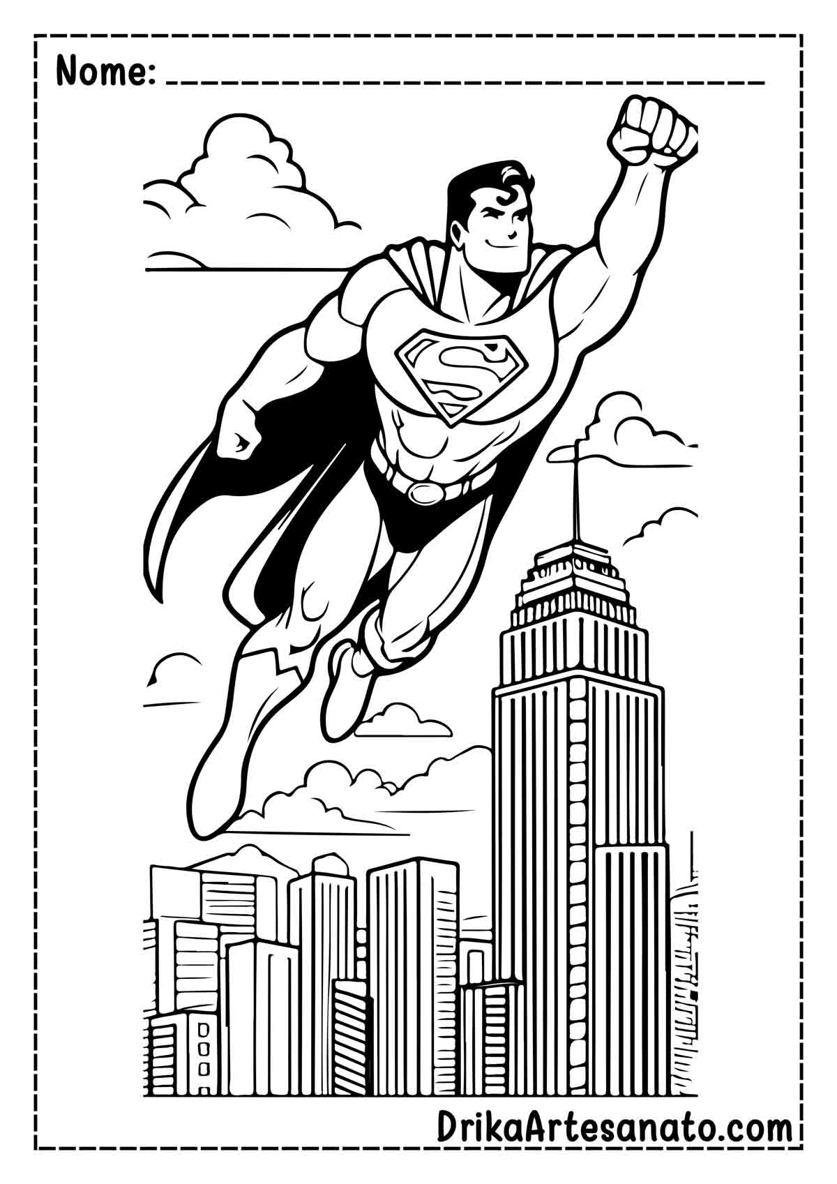 Desenho do Super Homem Voando para Pintar