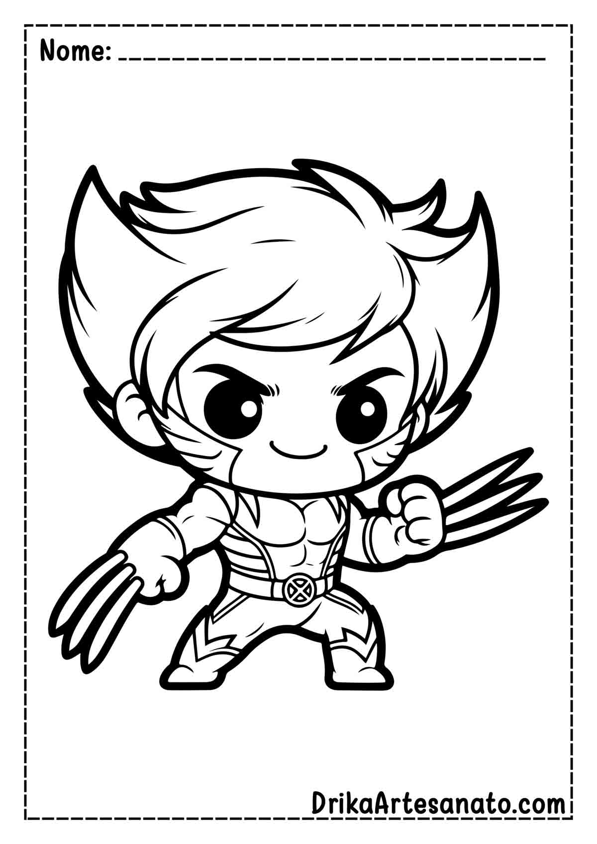 Desenho do Wolverine Chibi para Colorir e Imprimir