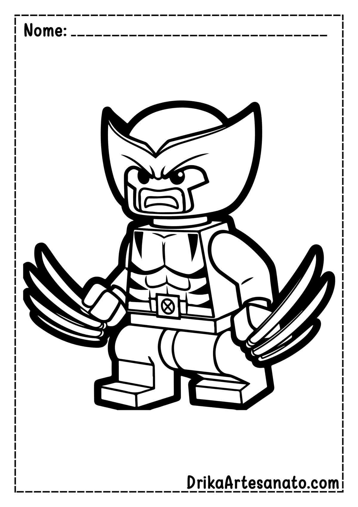 Desenho do Wolverine Lego para Pintar e Imprimir