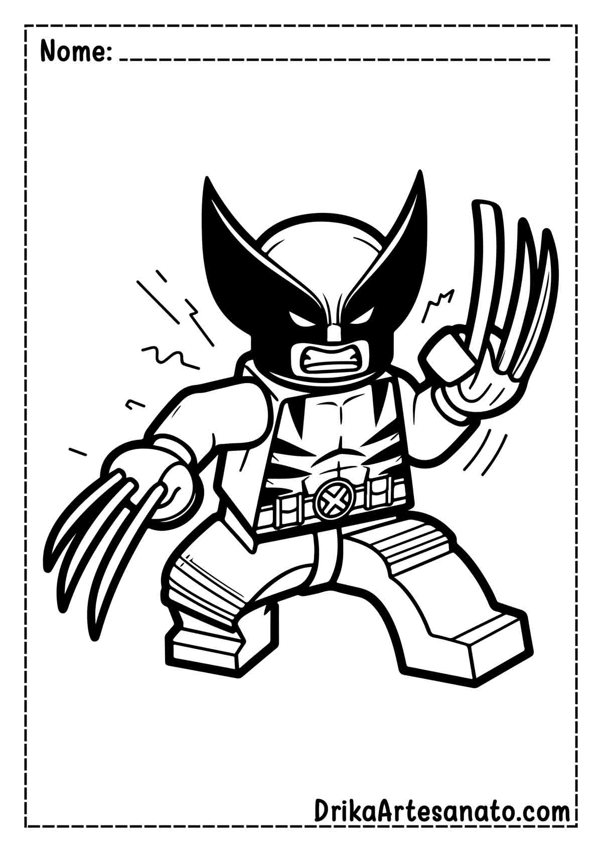 Desenho do Wolverine Lego para Imprimir e Colorir