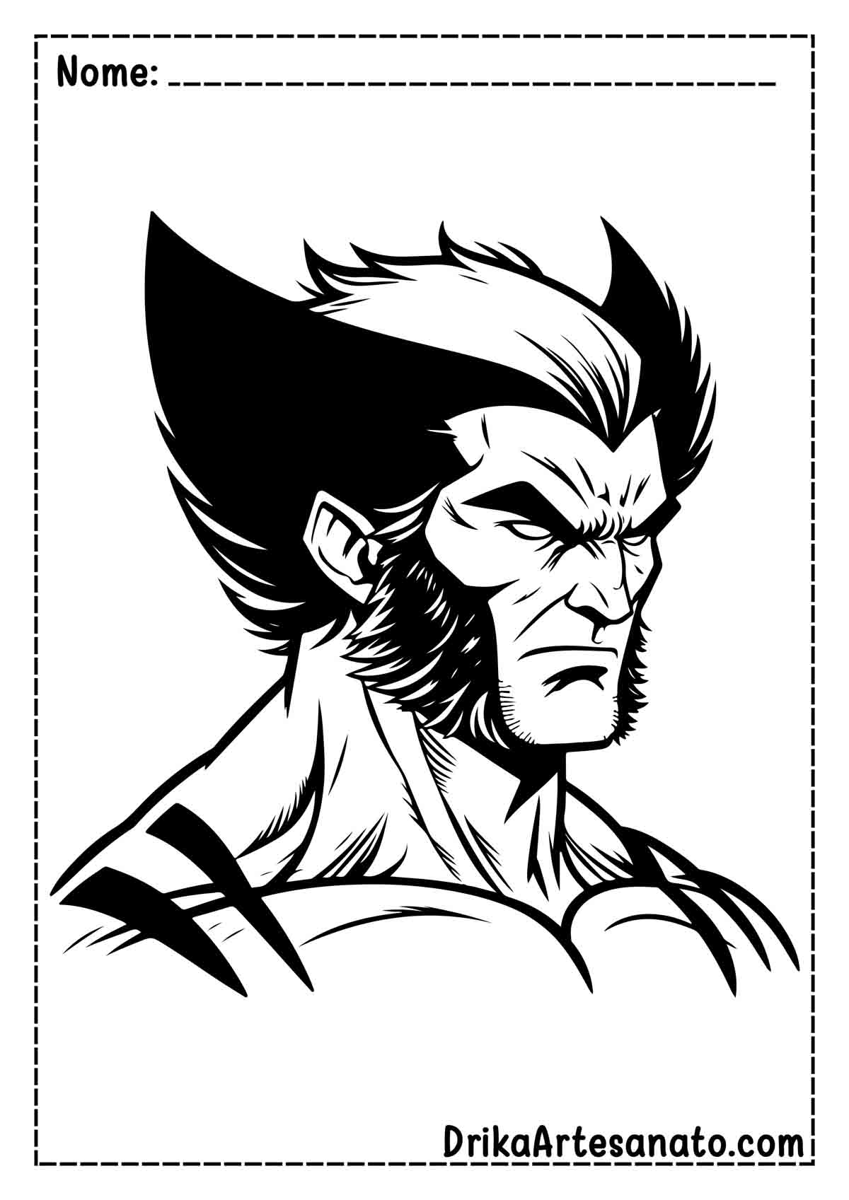 Desenho do Wolverine Humano para Imprimir e Colorir