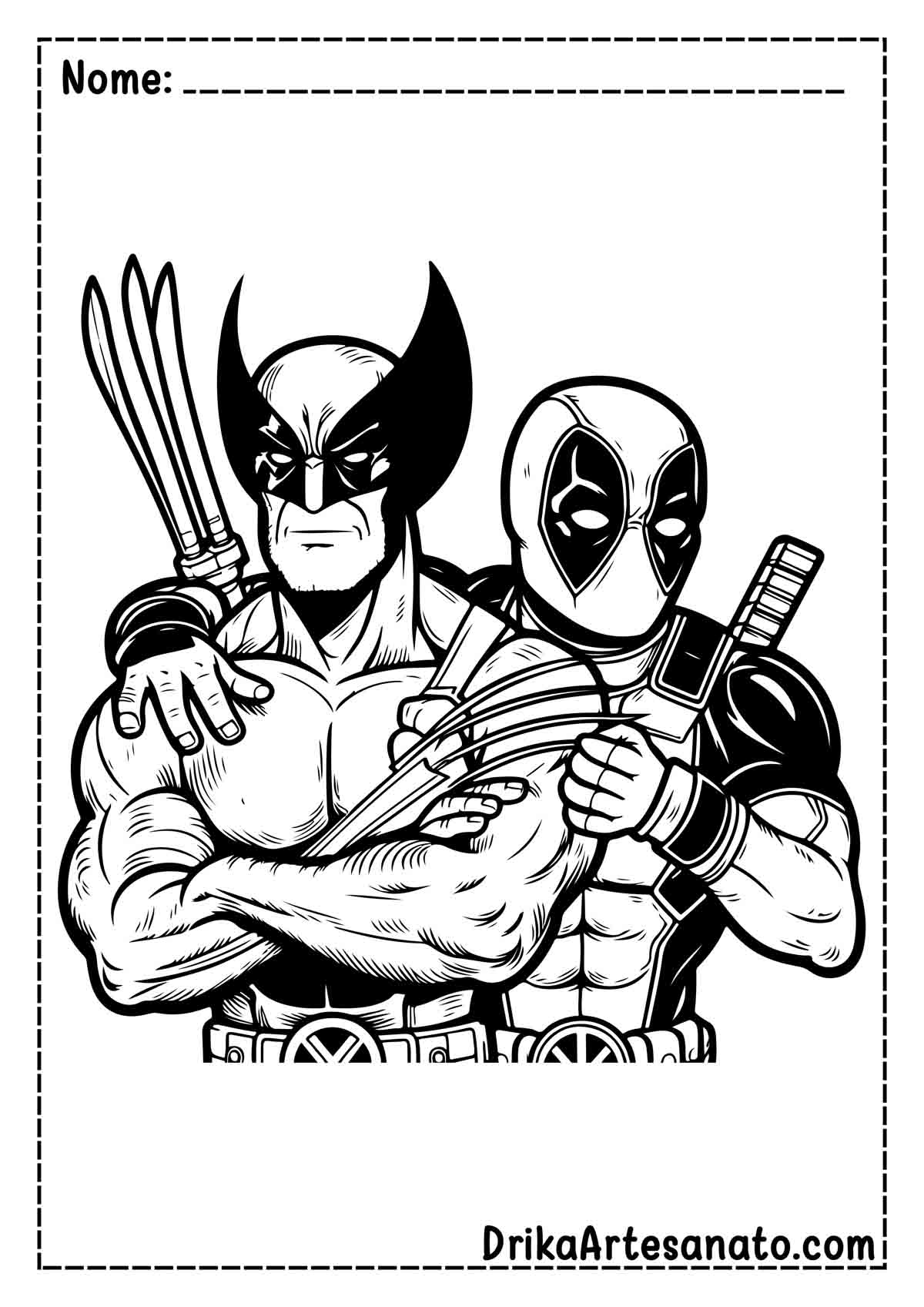 Desenho do Wolverine e Deadpool para Colorir
