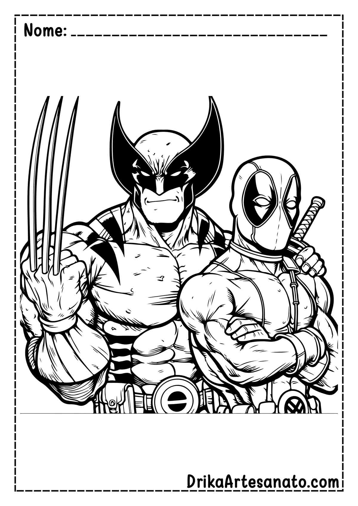 Desenho do Wolverine e Deadpool para Pintar