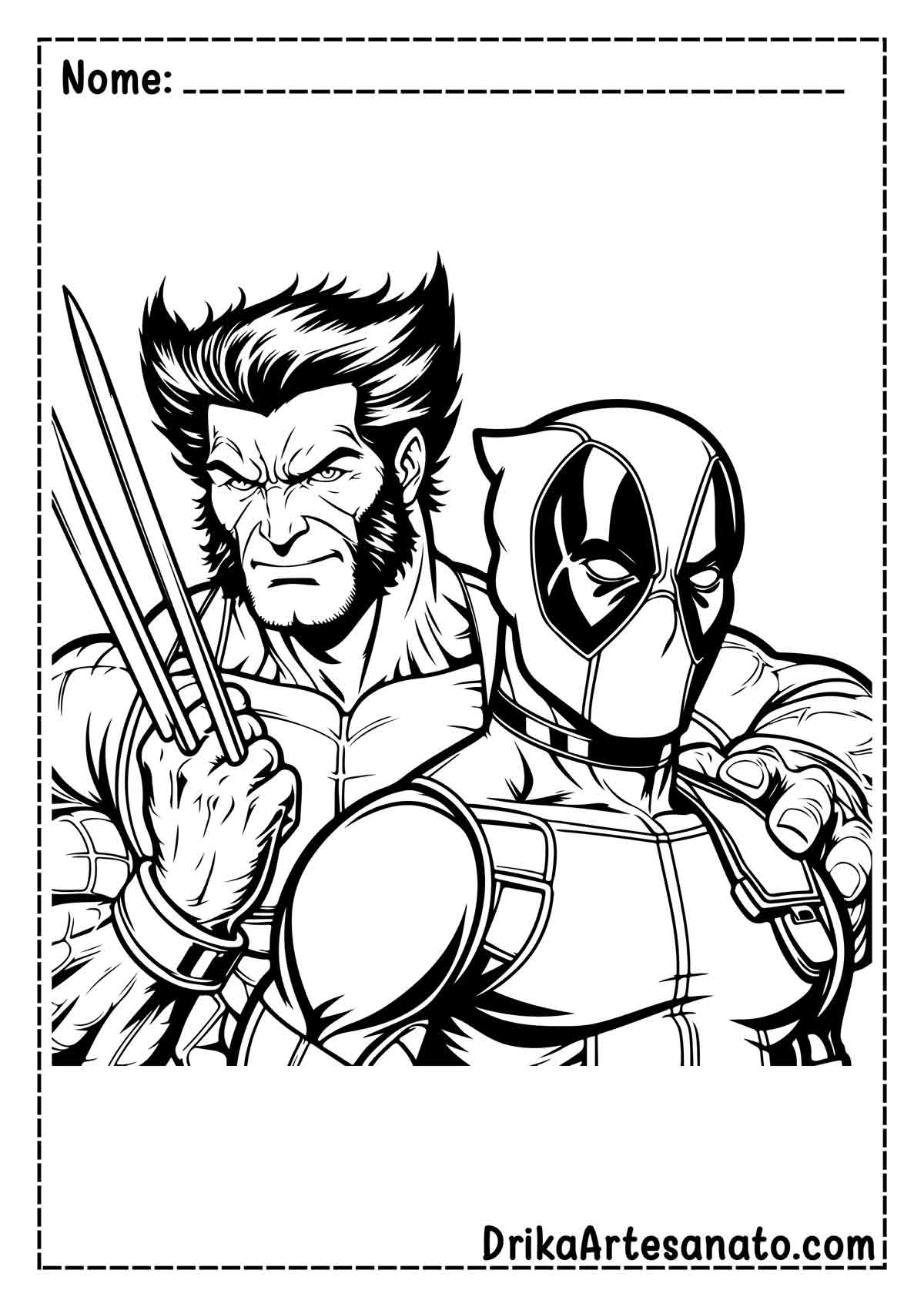 Desenho do Wolverine e Deadpool para Imprimir