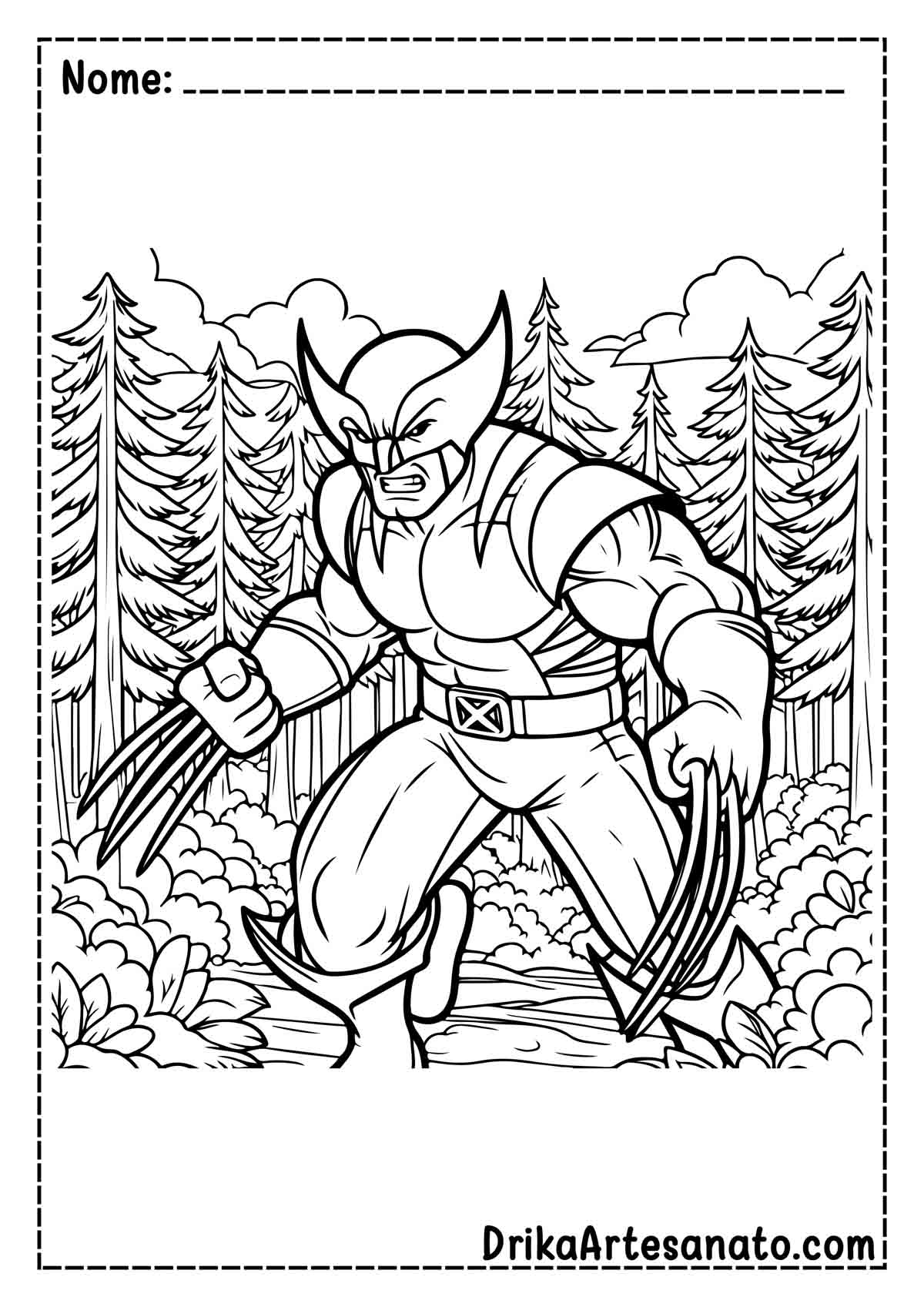 Desenho do Wolverine para Imprimir e Colorir