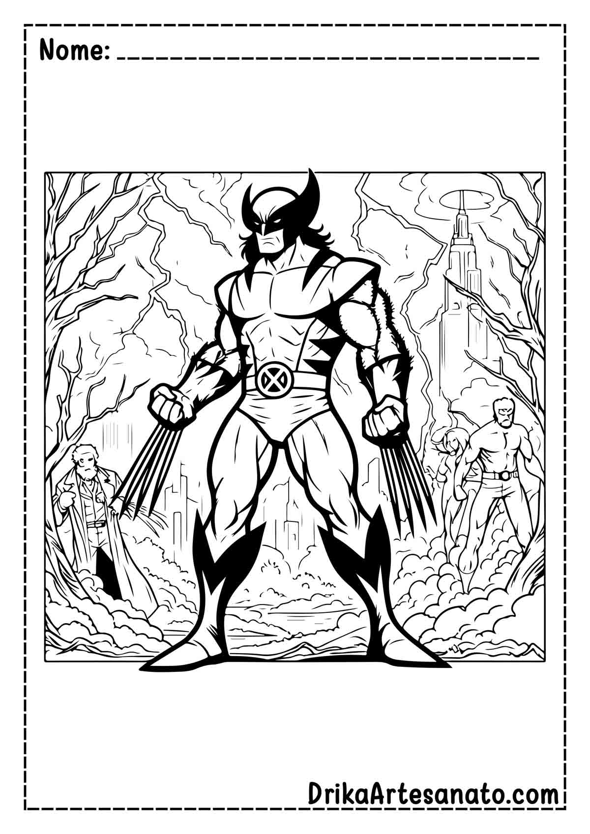 Desenho do Wolverine para Pintar e Imprimir