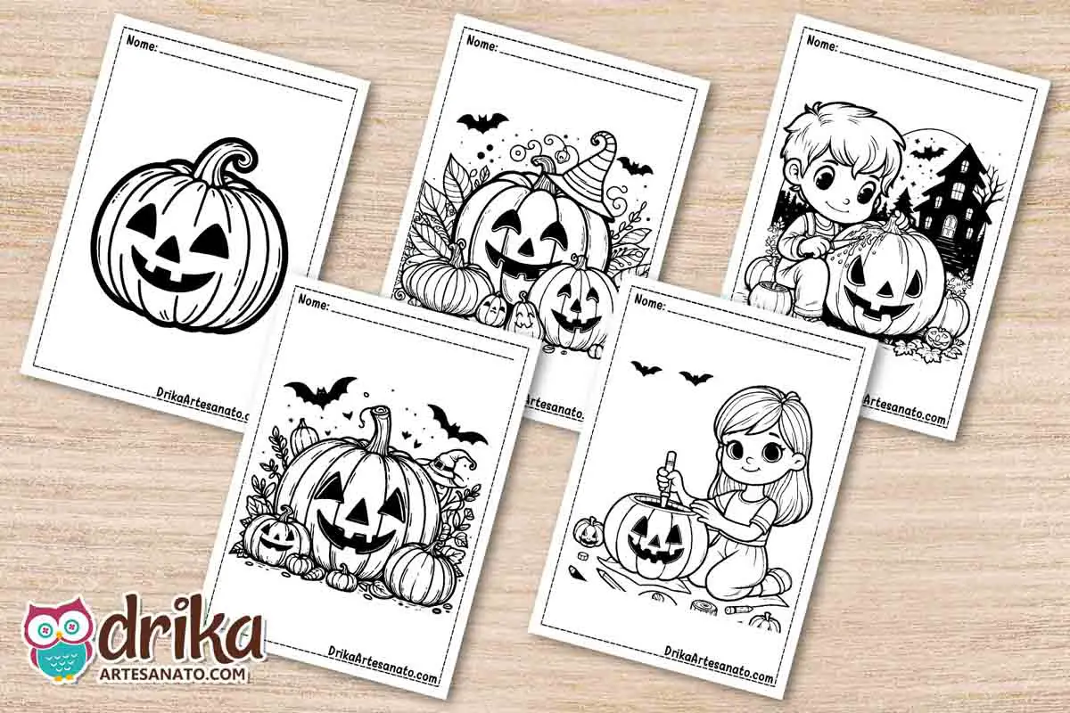 50 Desenhos de Abóbora de Halloween para Colorir Grátis em PDF