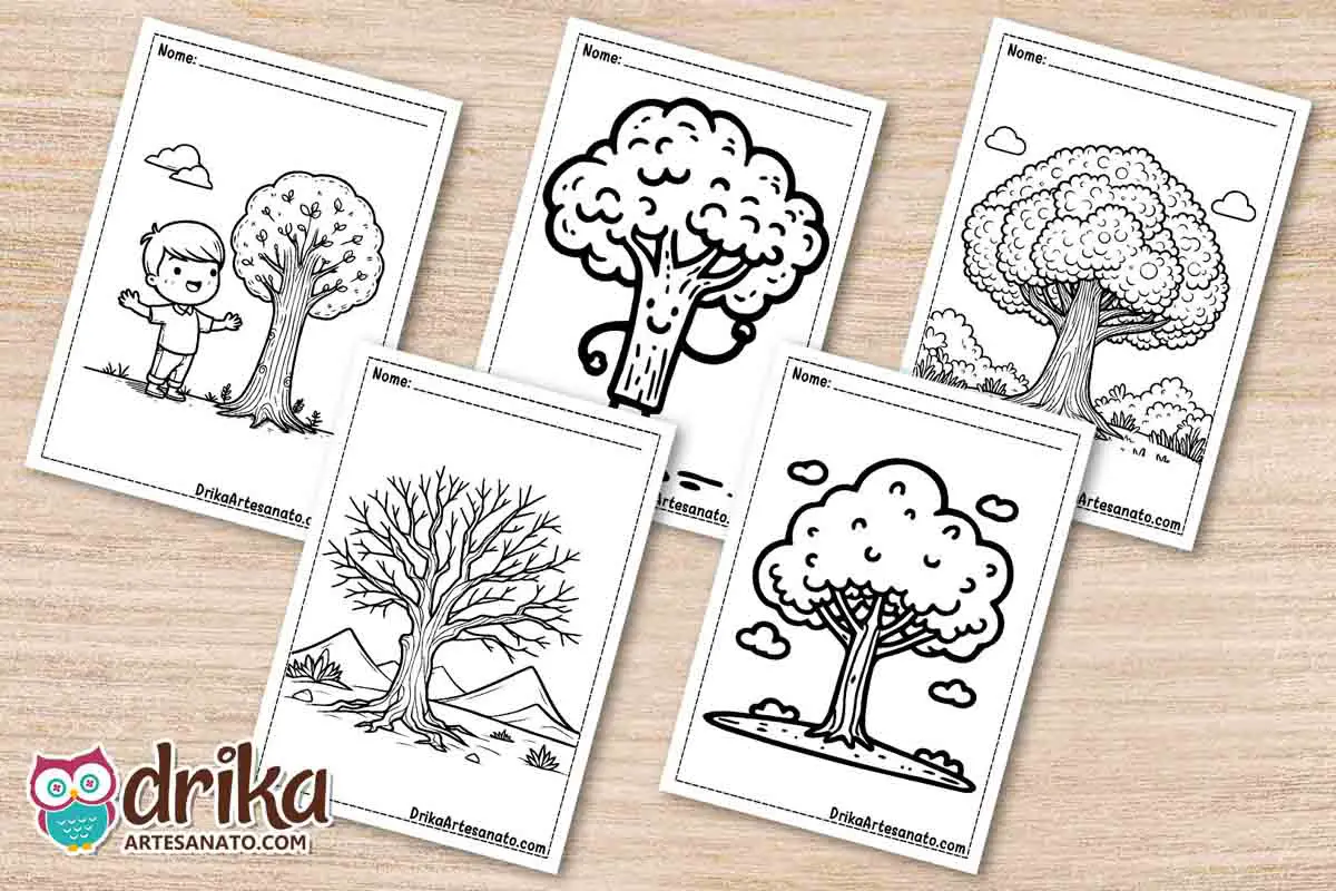 50 Desenhos de Árvore para Colorir Grátis em PDF