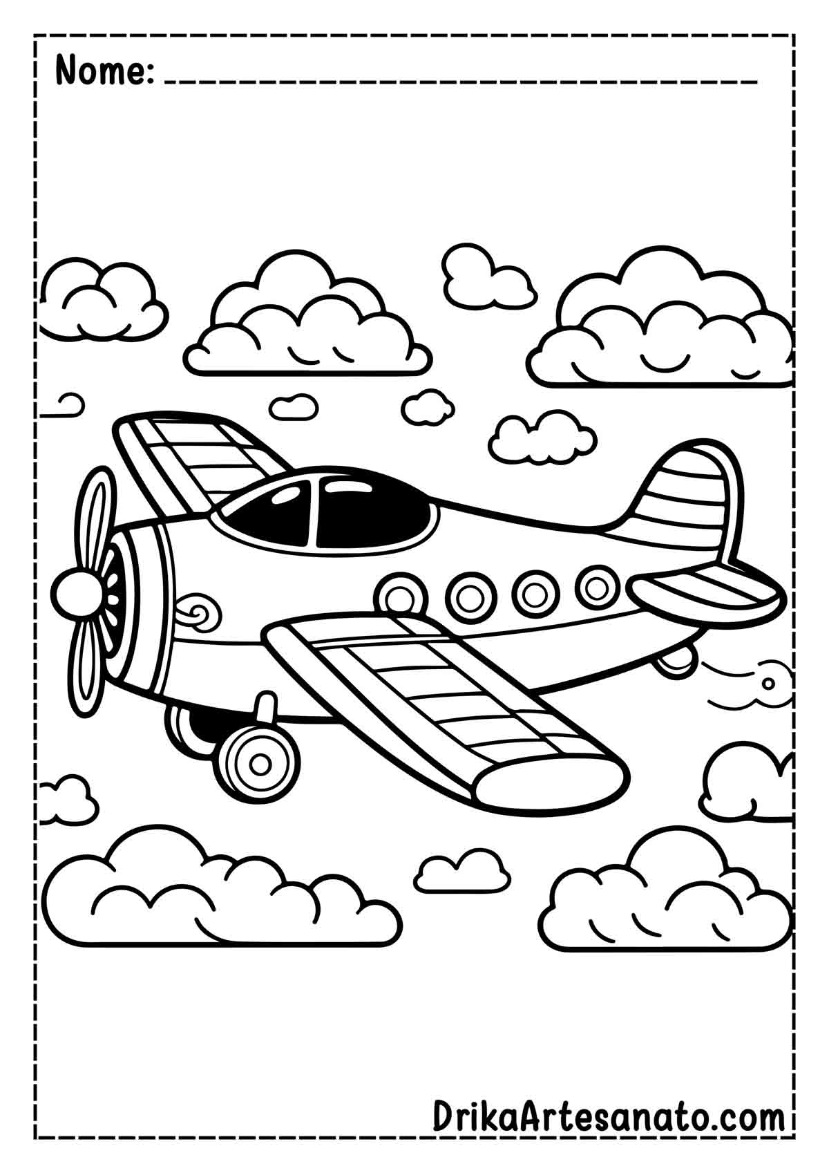 Desenho de Avião para Colorir