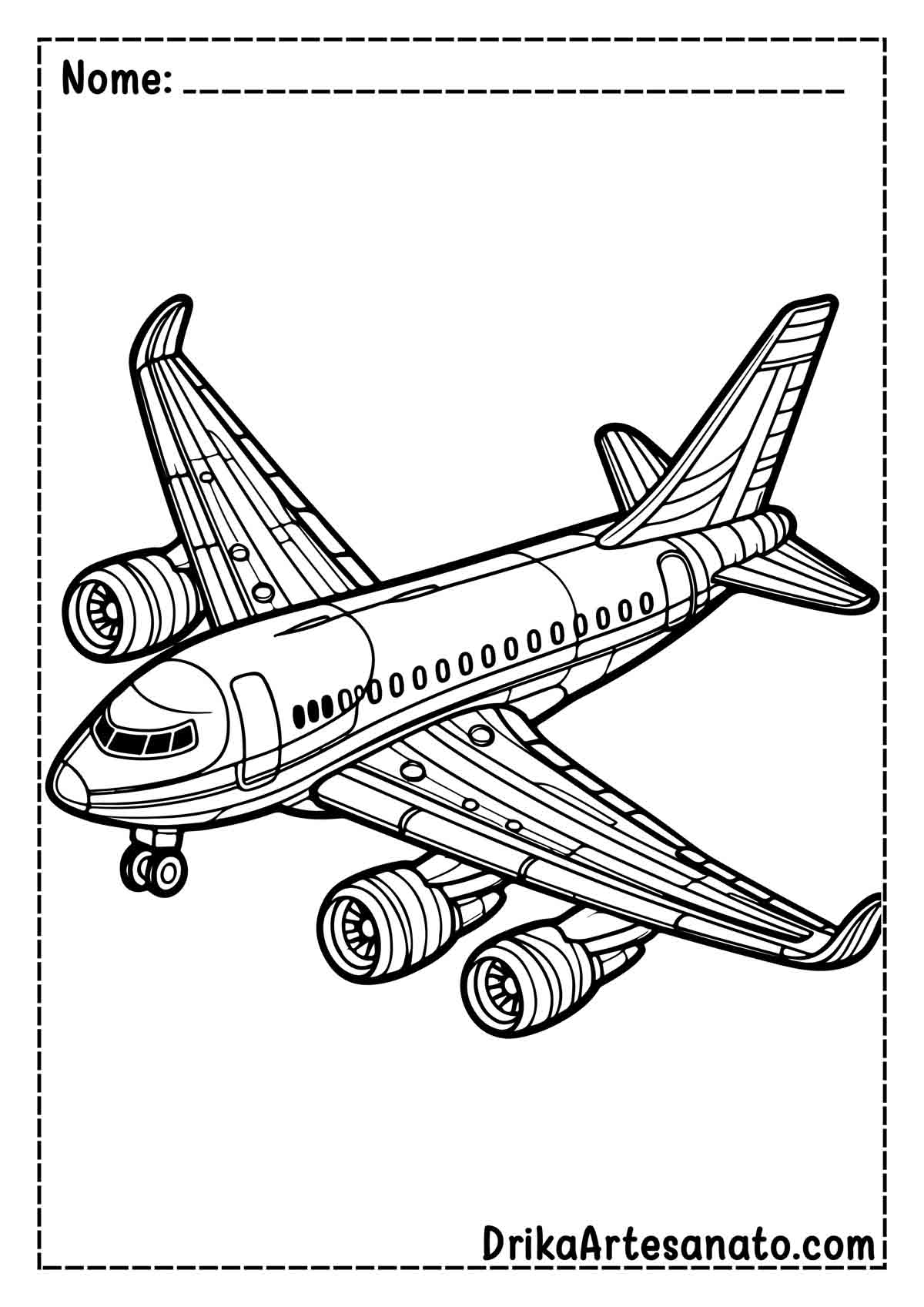 Desenho de Avião Realista para Imprimir