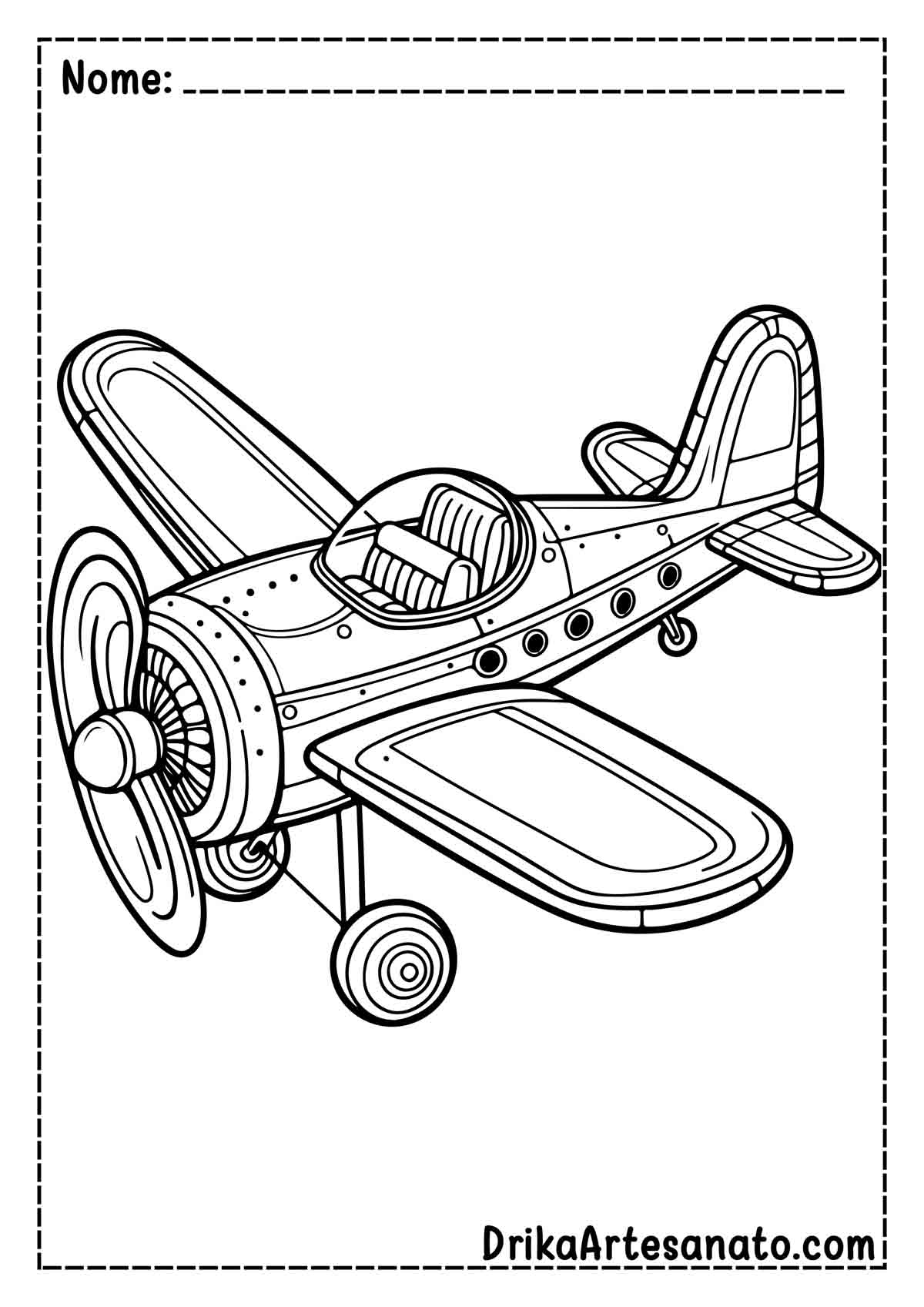 Desenho de Avião Realista para Colorir