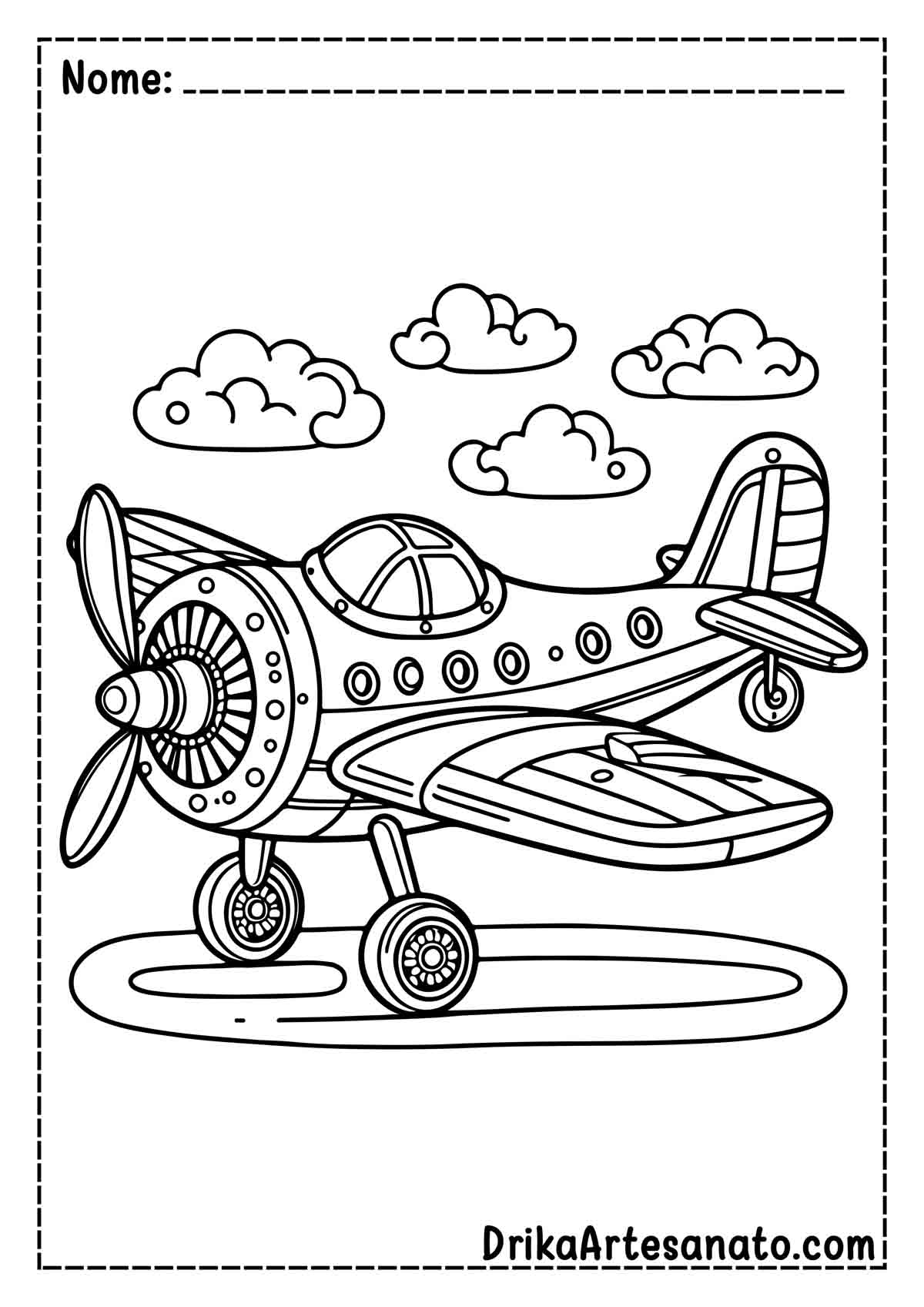 Desenho de Avião para Colorir