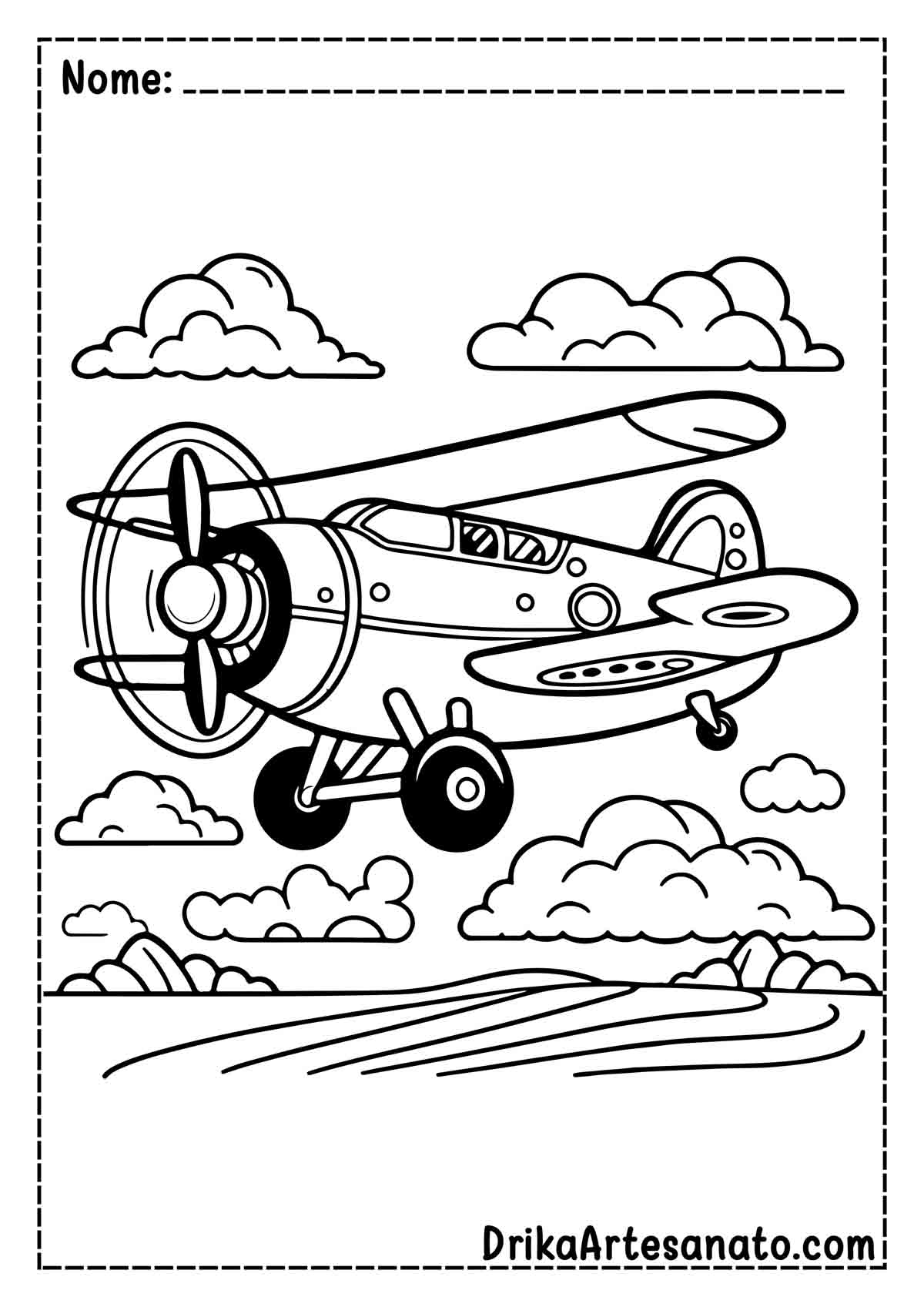 Desenho de Avião Infantil para Colorir