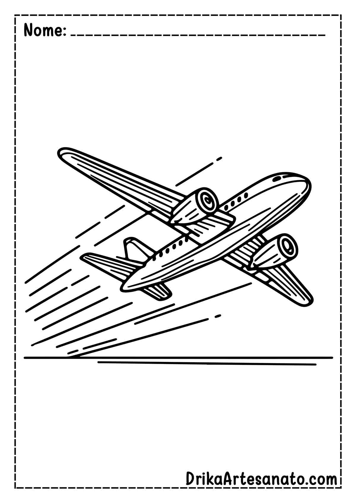 Desenho de Avião Simples para Colorir