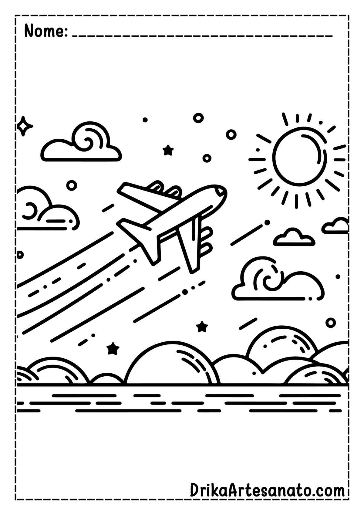 Desenho de Avião Simples para Imprimir