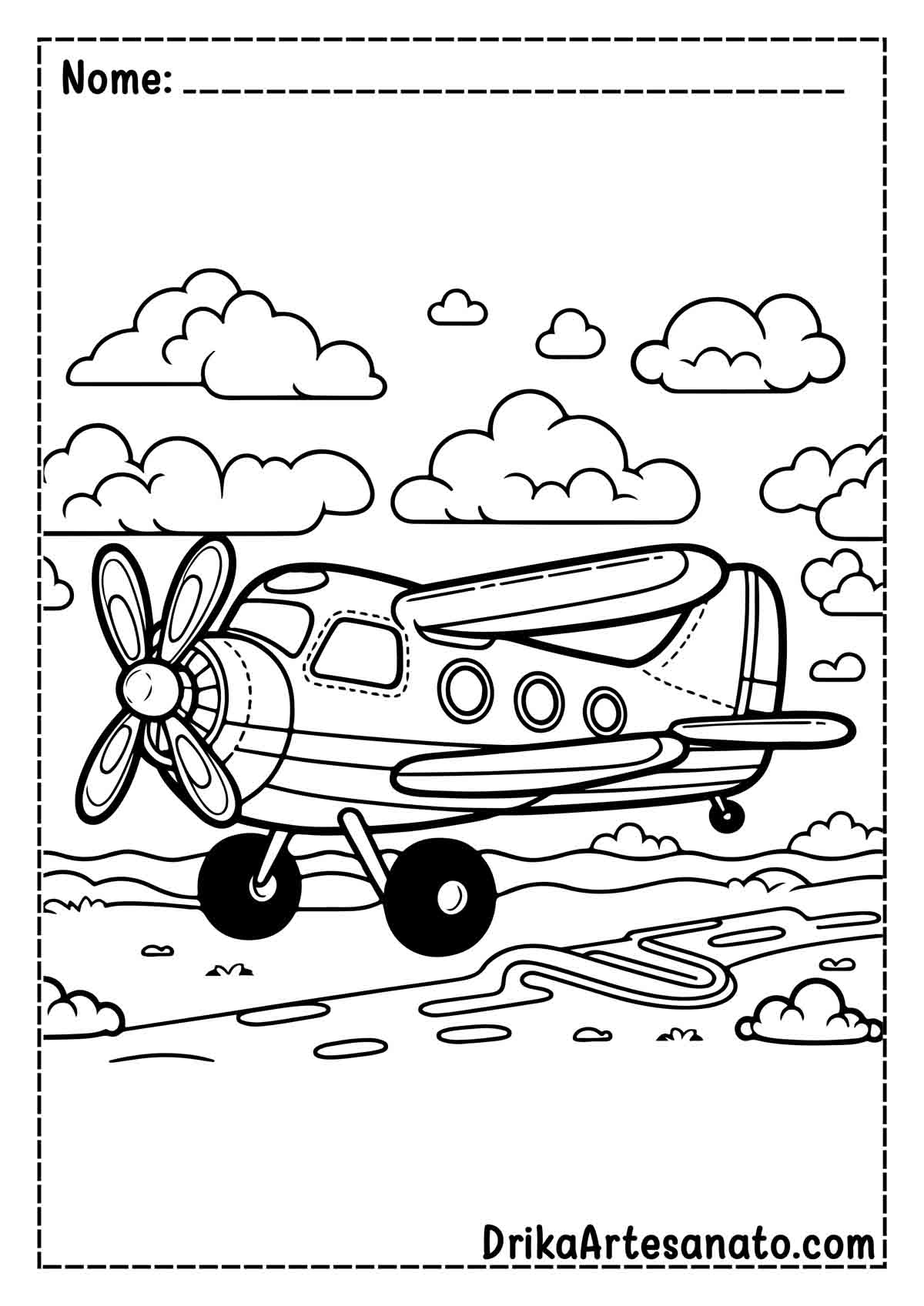 Desenho de Avião Infantil para Pintar