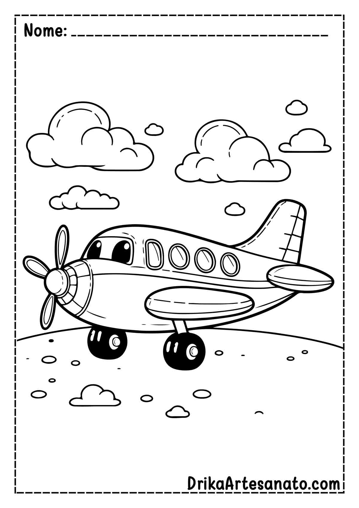 Desenho de Avião Infantil para Colorir