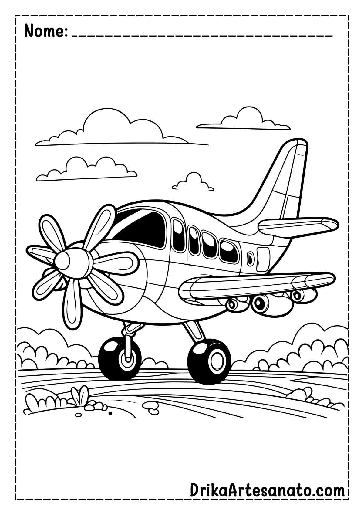 Desenho de Avião Infantil para Imprimir