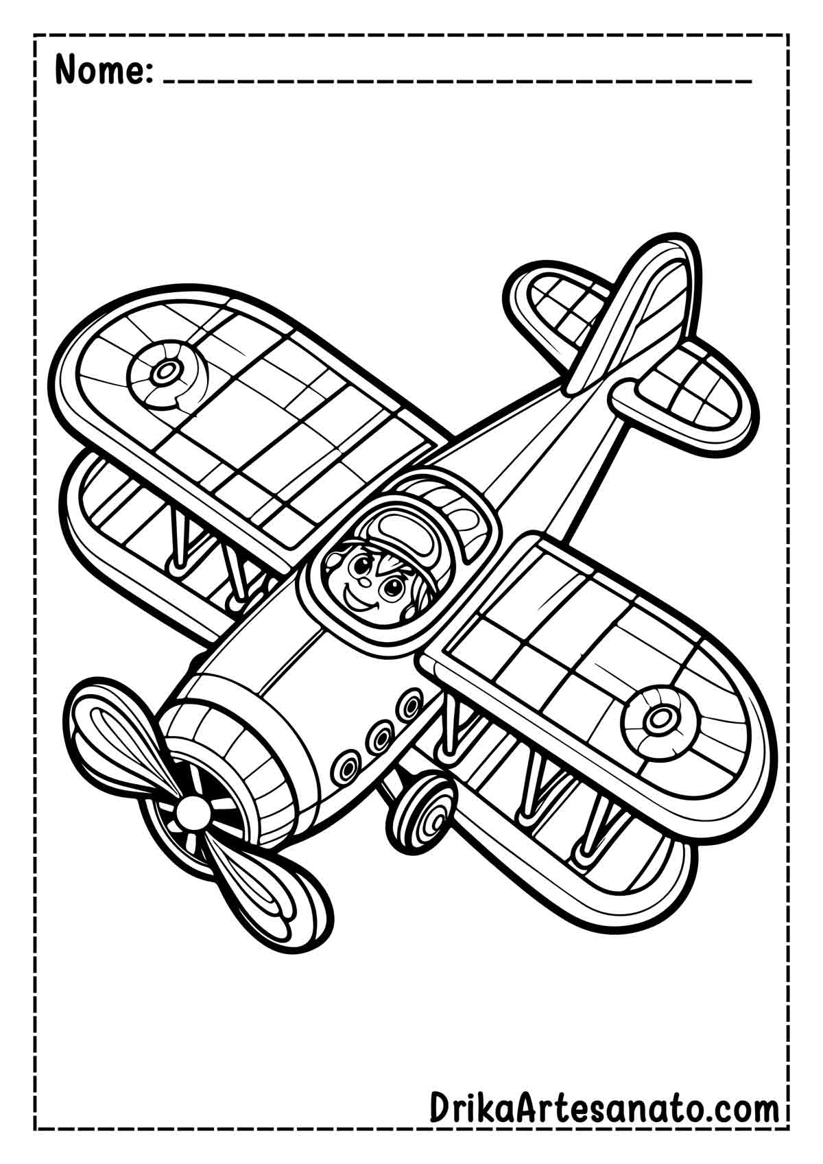 Desenho de Avião Infantil para Imprimir e Colorir