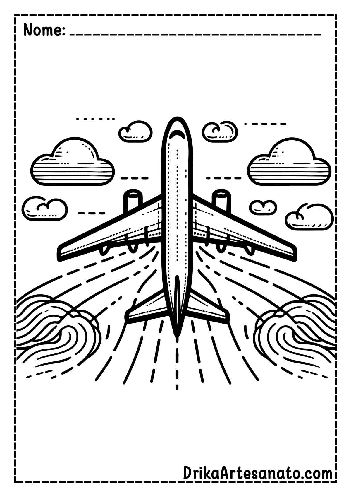 Desenho de Avião Fácil para Colorir