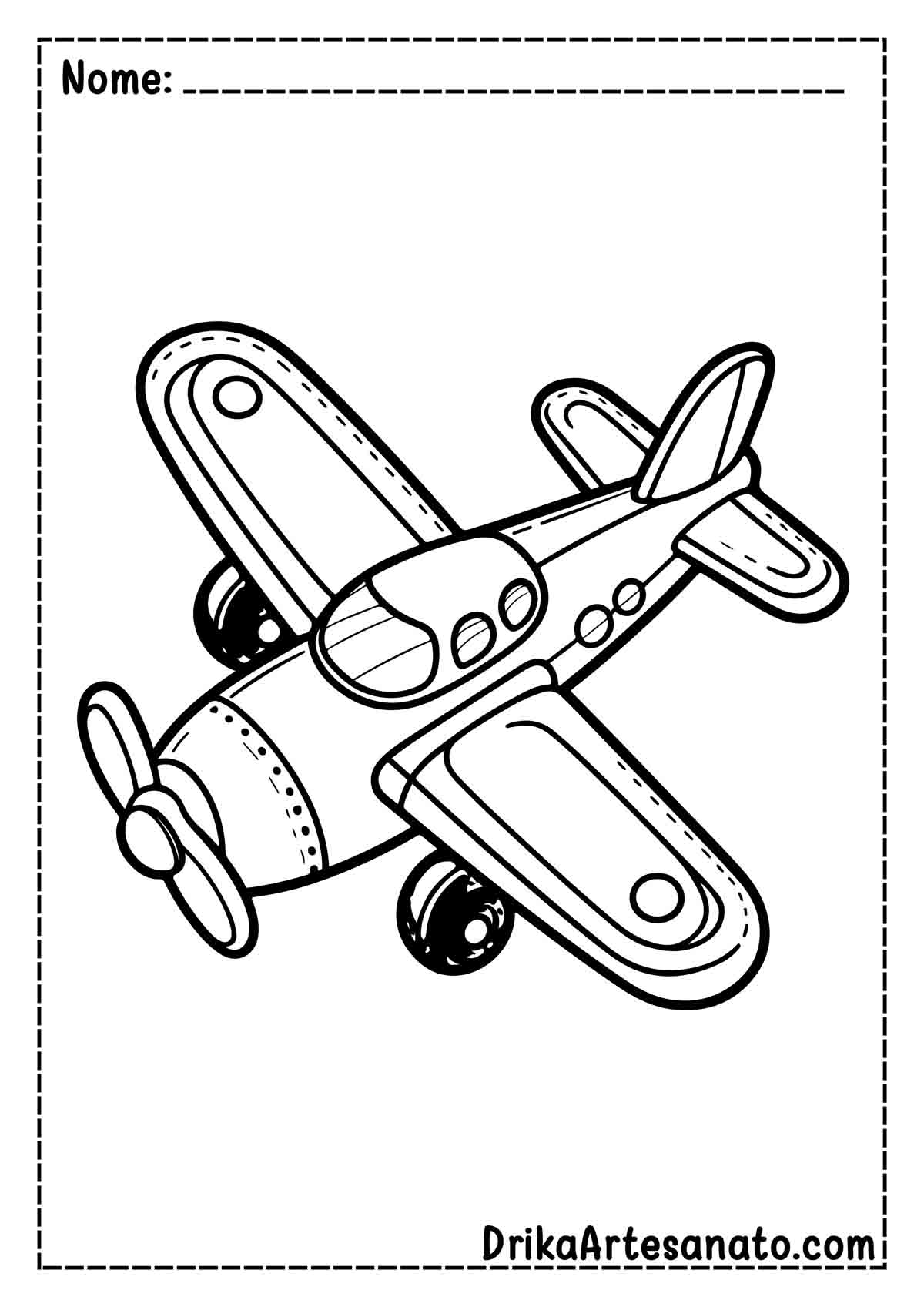 Desenho de Avião Fácil para Colorir e Imprimir