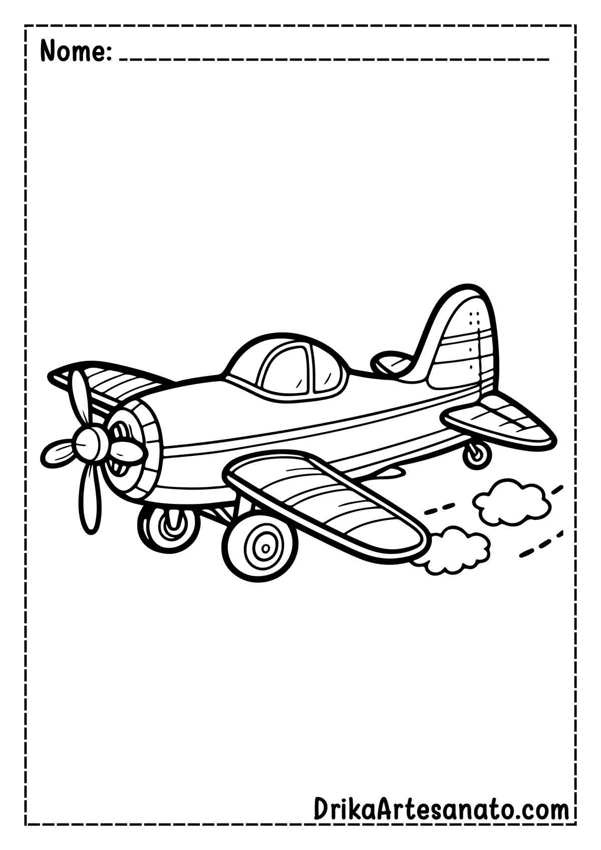 Desenho de Avião Infantil para Colorir