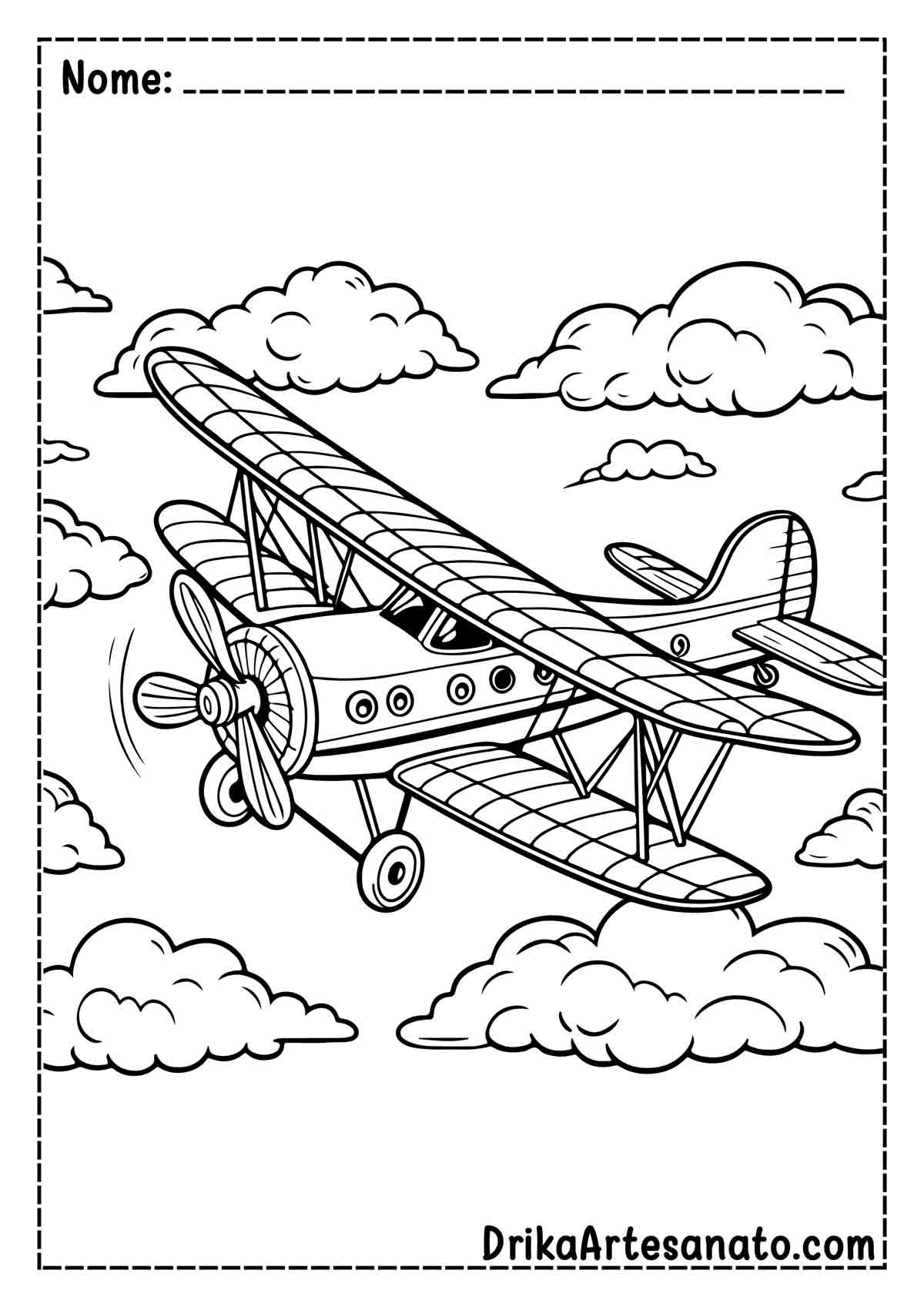 Desenho de Avião para Colorir Grande