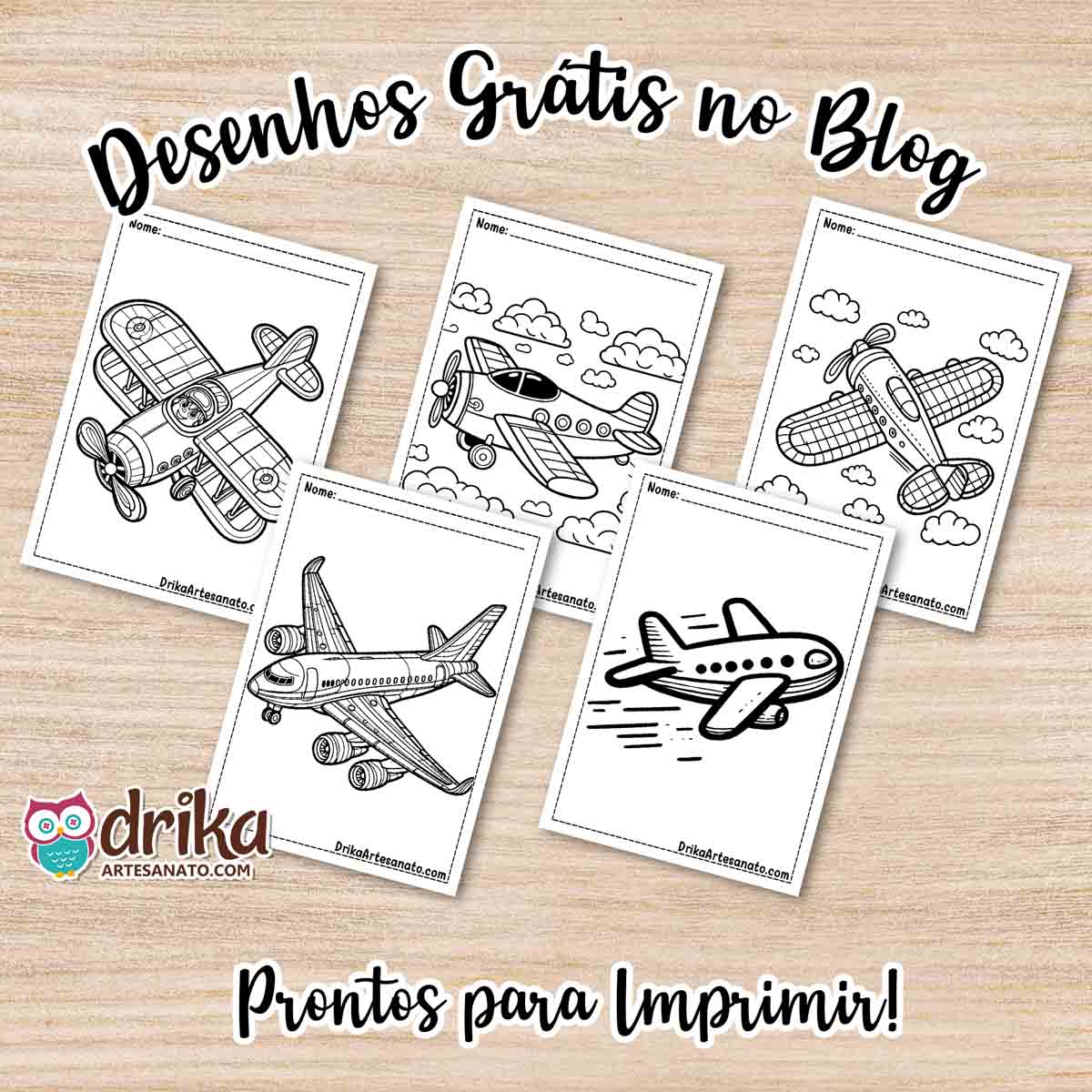 Desenhos de Avião para Colorir Grátis em PDF