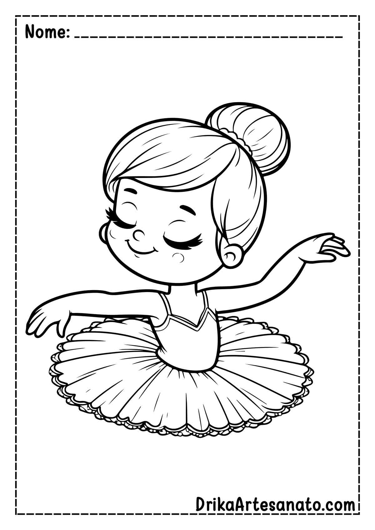 Desenho de Bailarina para Pintar e Imprimir