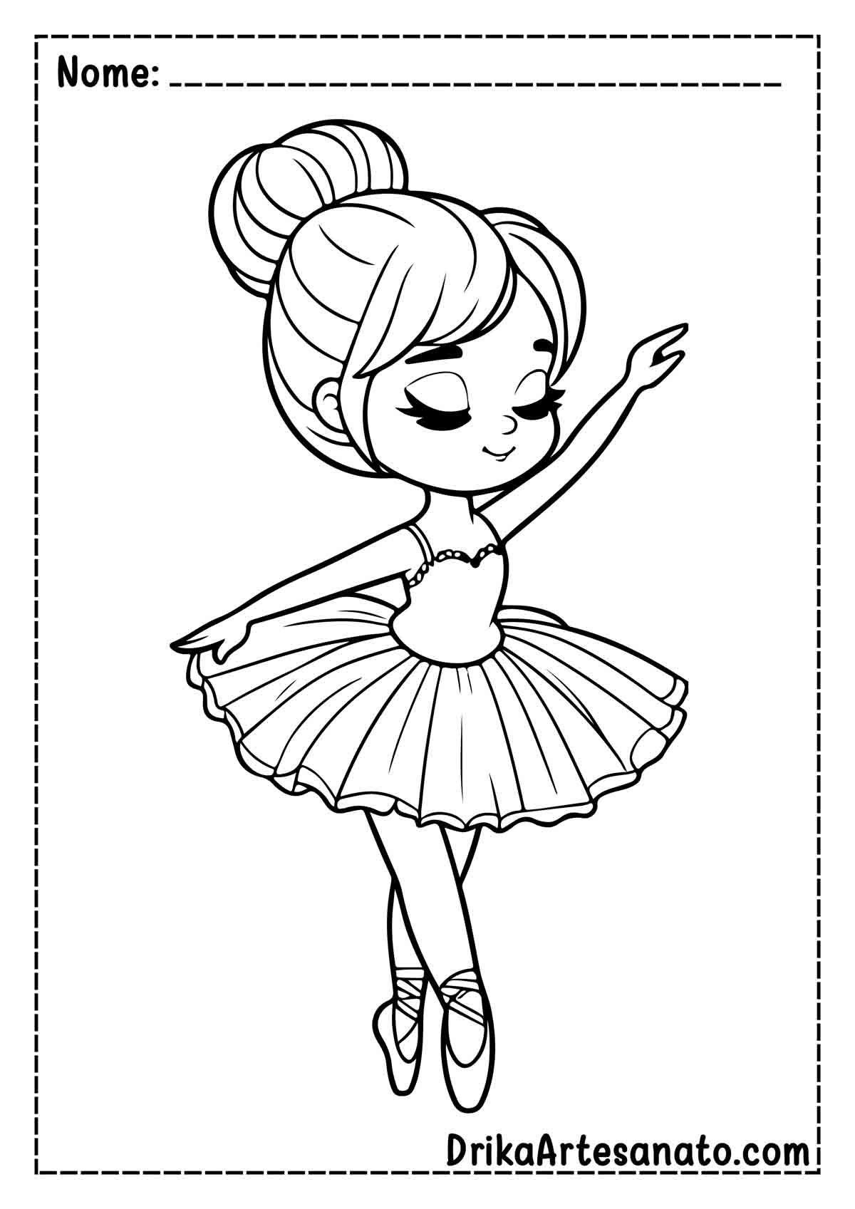 Desenho de Bailarina Infantil para Pintar