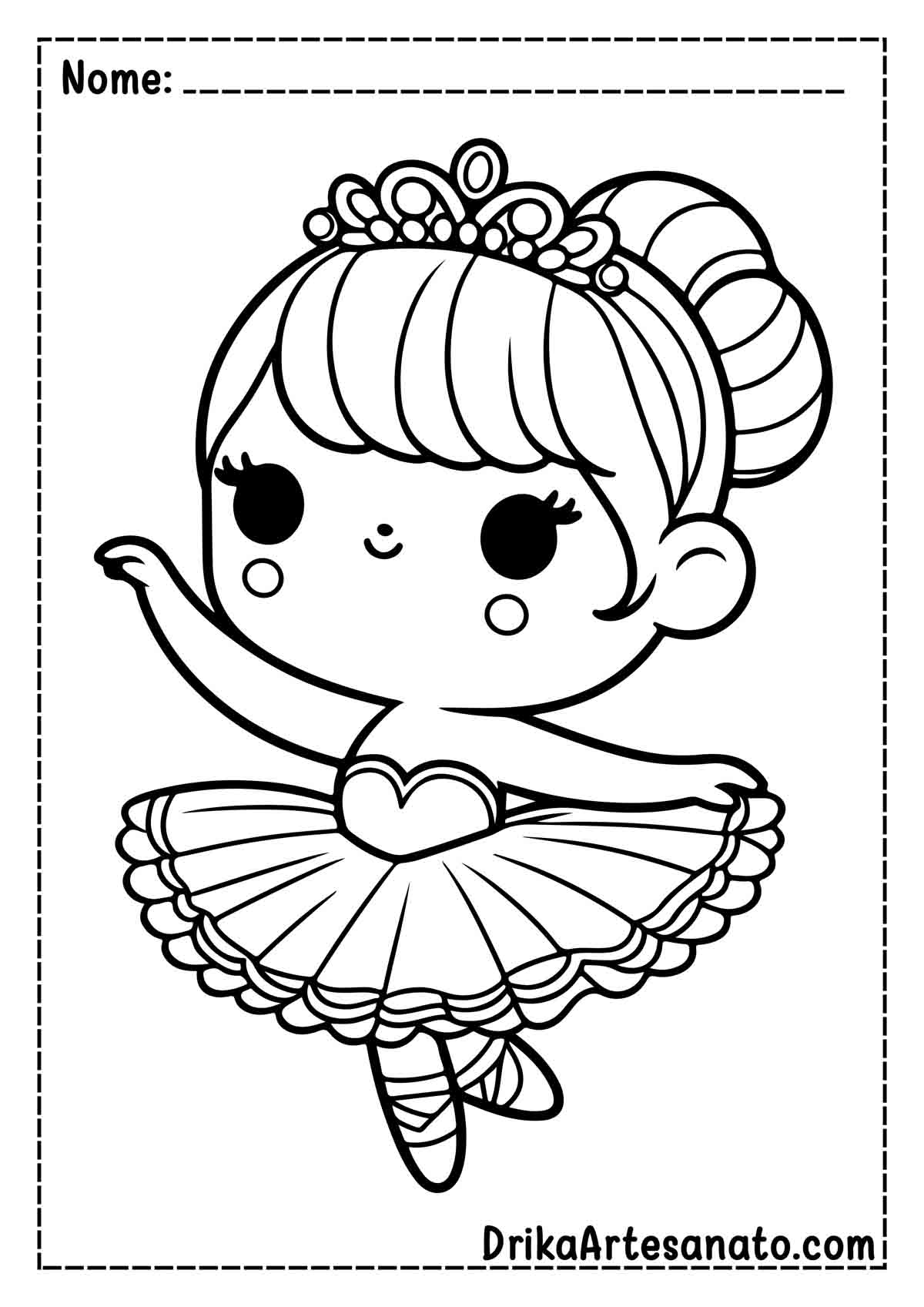 Desenho de Bailarina Fácil para Colorir 