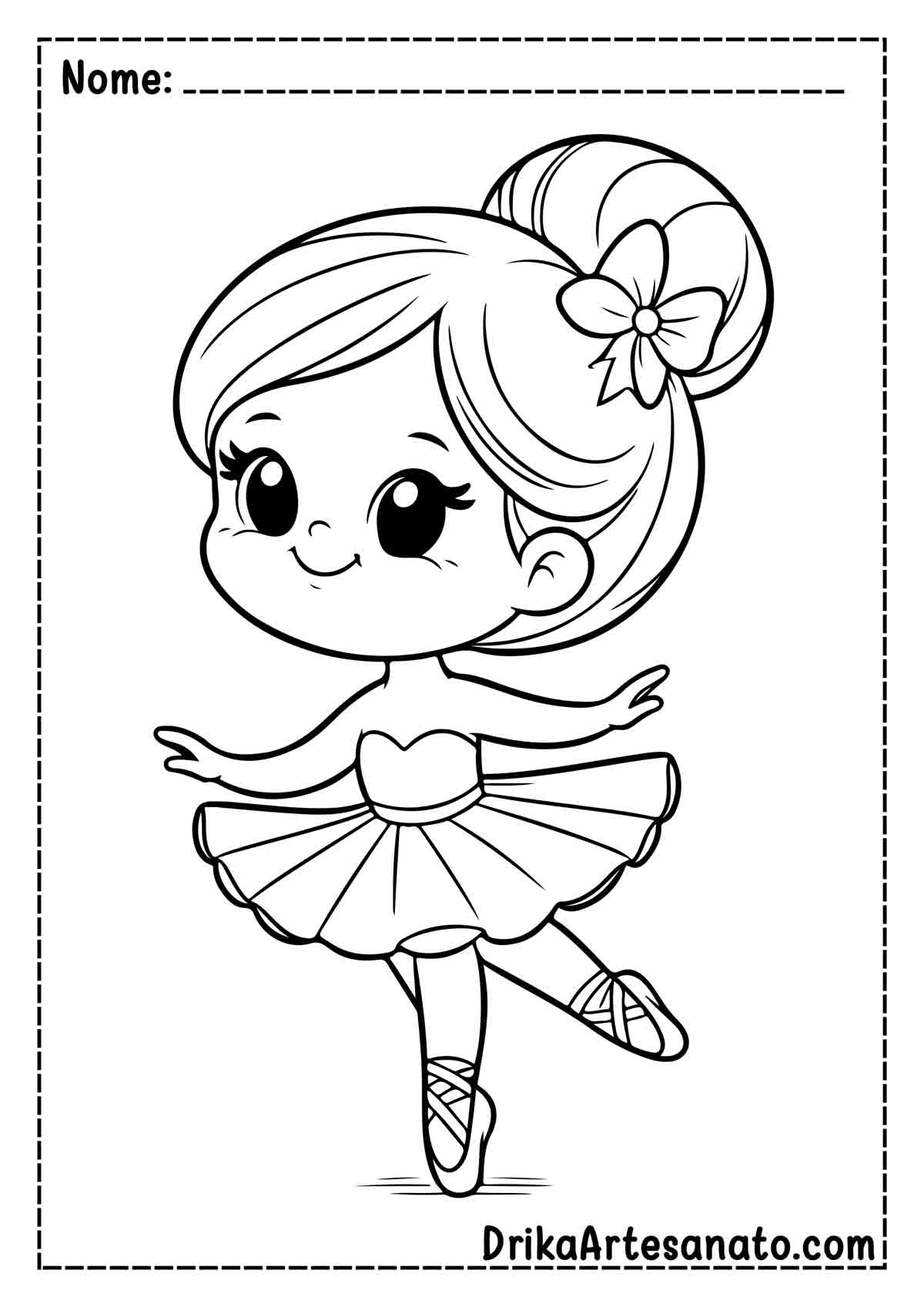 Desenho de Bailarina Infantil para Pintar