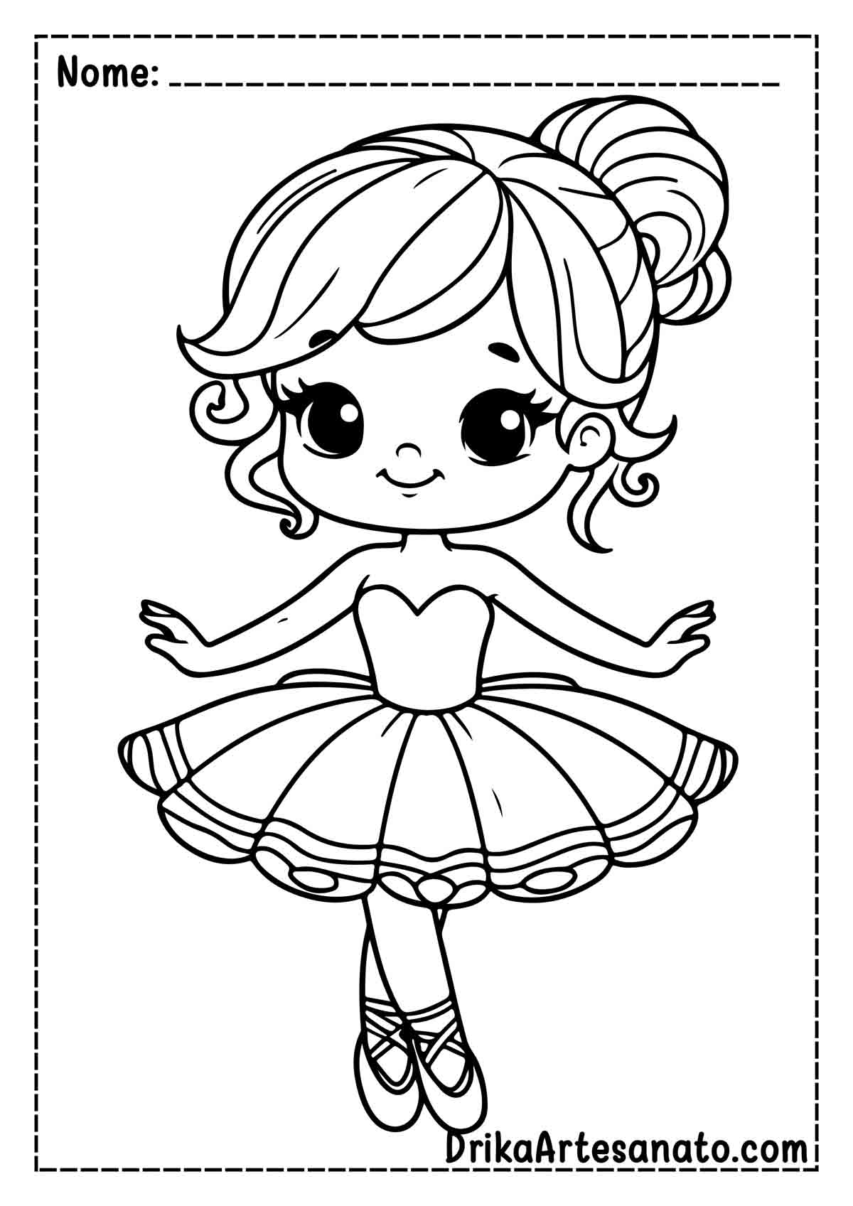 Desenho de Bailarina Fácil para Colorir