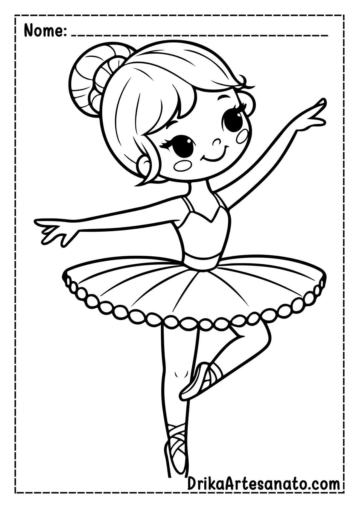 Desenho de Bailarina Dançando para Imprimir e Colorir